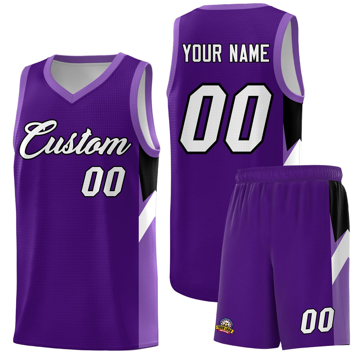 Custom Purple Light Purple Side Design Sets Sports Uniform Basketball Jersey