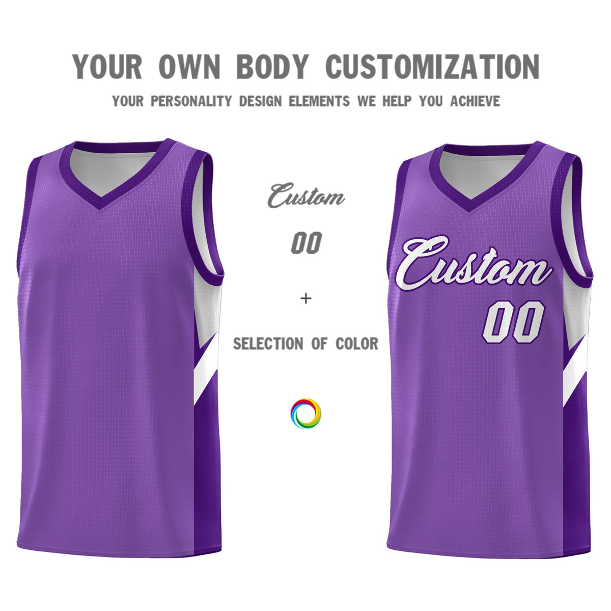 Custom Light Purple Purple Side Design Sets Sports Uniform Basketball Jersey