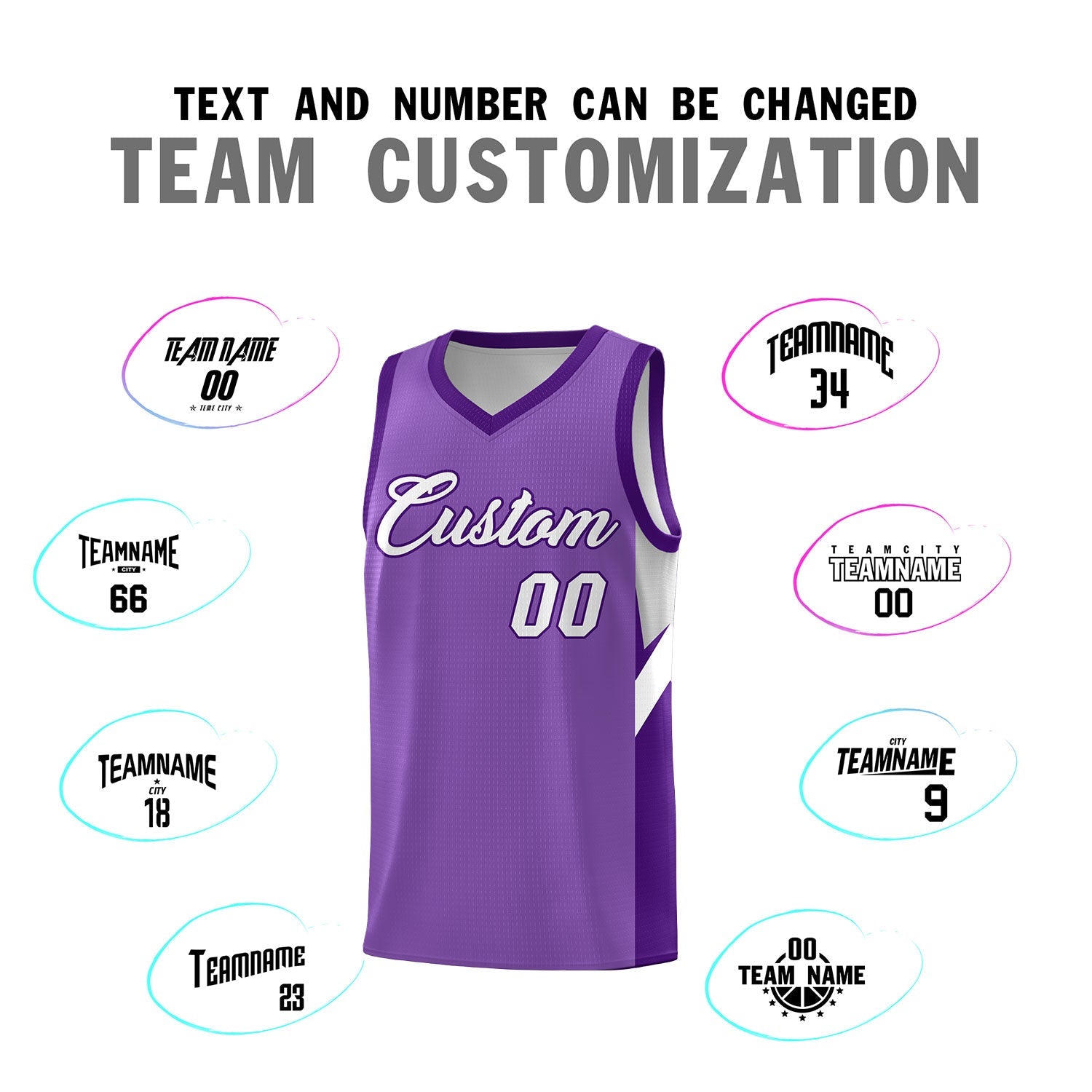 Custom Light Purple Purple Side Design Sets Sports Uniform Basketball Jersey