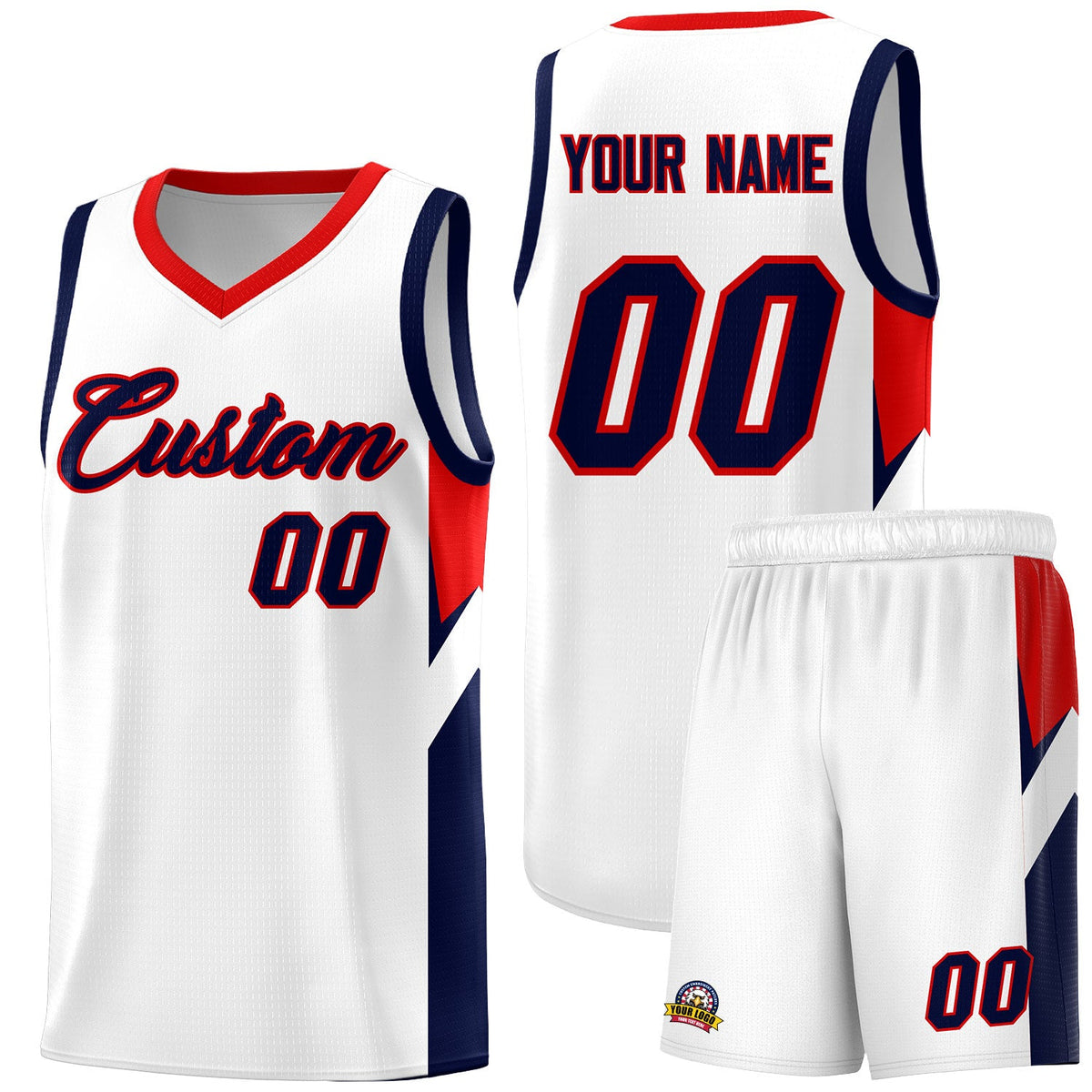 Custom White Red Side Design Sets Sports Uniform Basketball Jersey