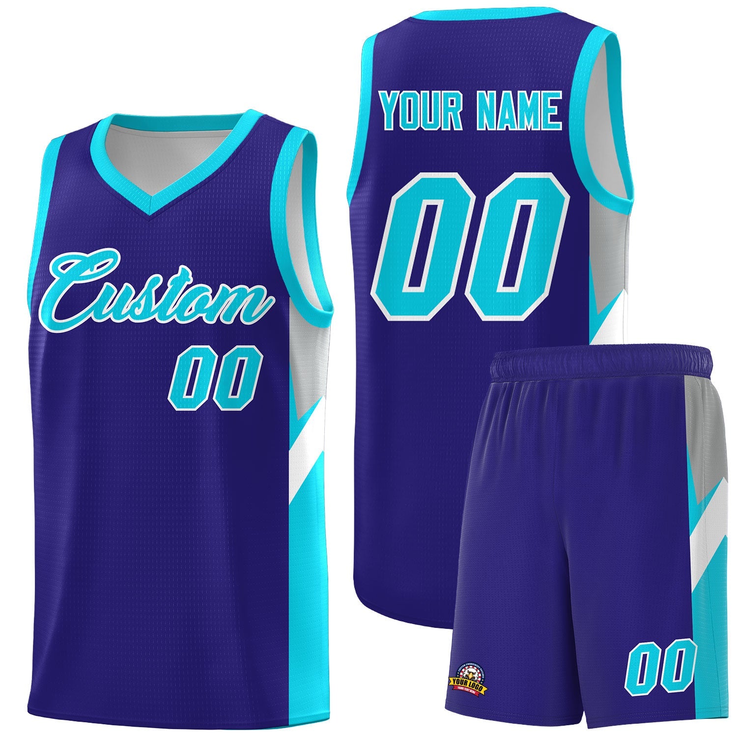 Custom Royal Sky Blue Side Design Sets Sports Uniform Basketball Jersey