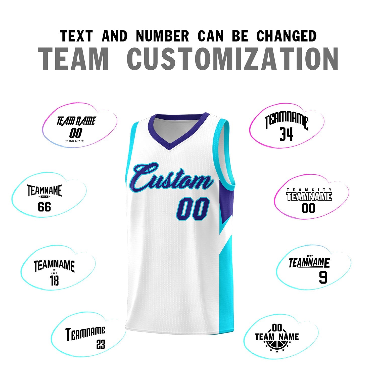 Custom White Royal Side Design Sets Sports Uniform Basketball Jersey