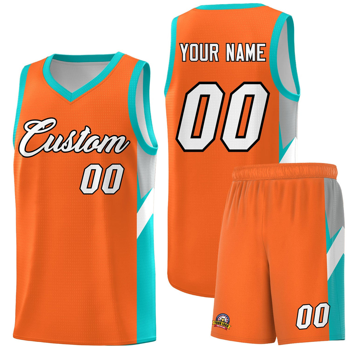 Custom Orange Aqua Side Design Sets Sports Uniform Basketball Jersey