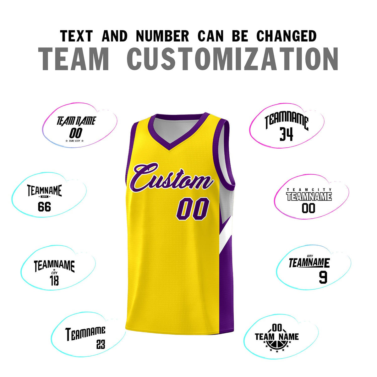 Custom Gold Purple Side Design Sets Sports Uniform Basketball Jersey