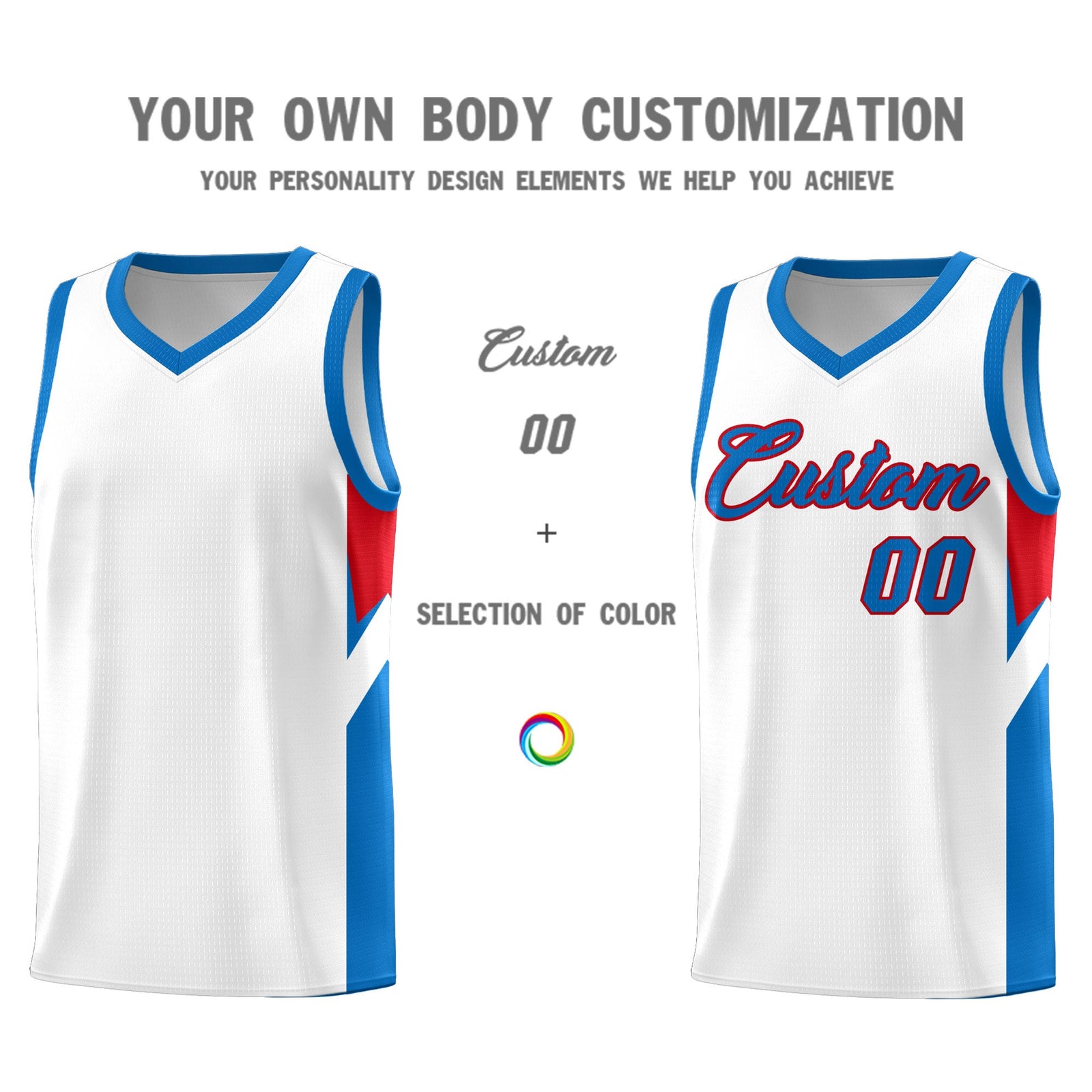Custom White Royal Side Design Sets Sports Uniform Basketball Jersey