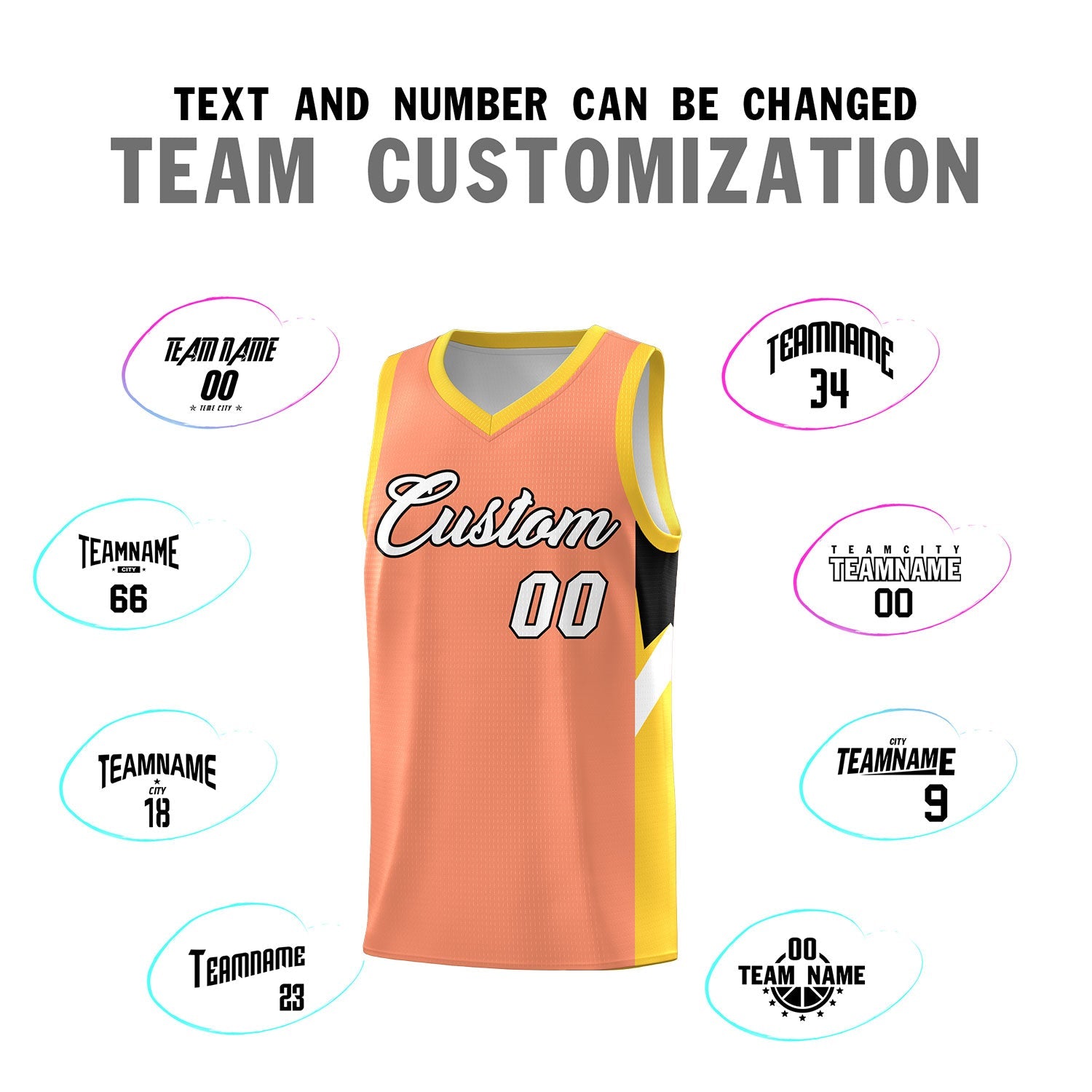 Custom Orange Gold Side Design Sets Sports Uniform Basketball Jersey