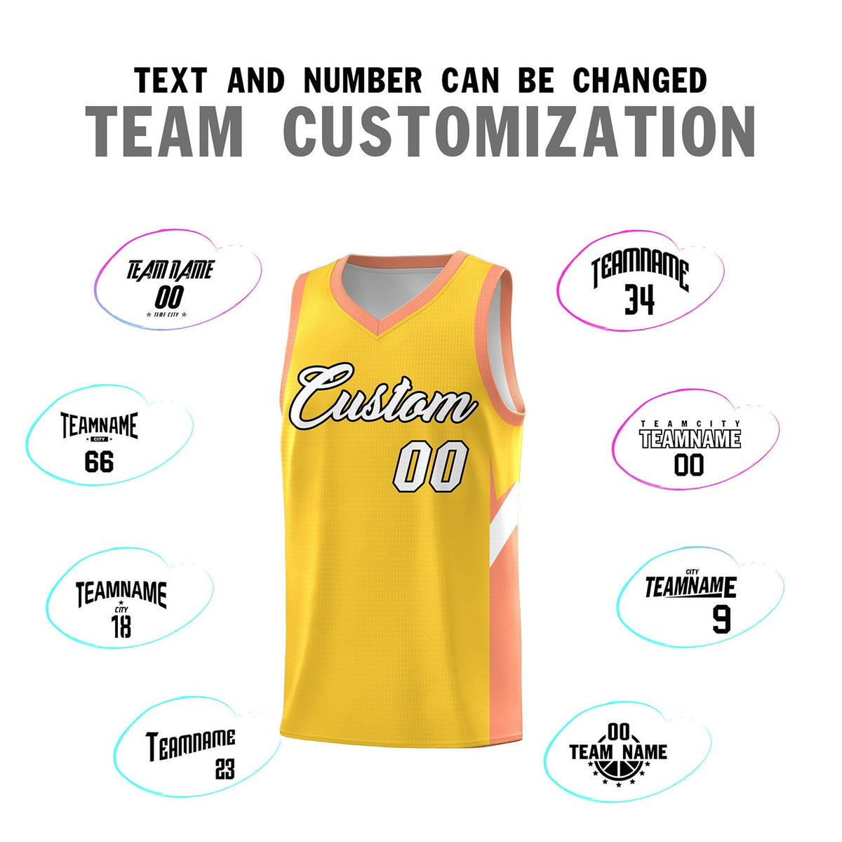 Custom Gold Orange Side Design Sets Sports Uniform Basketball Jersey