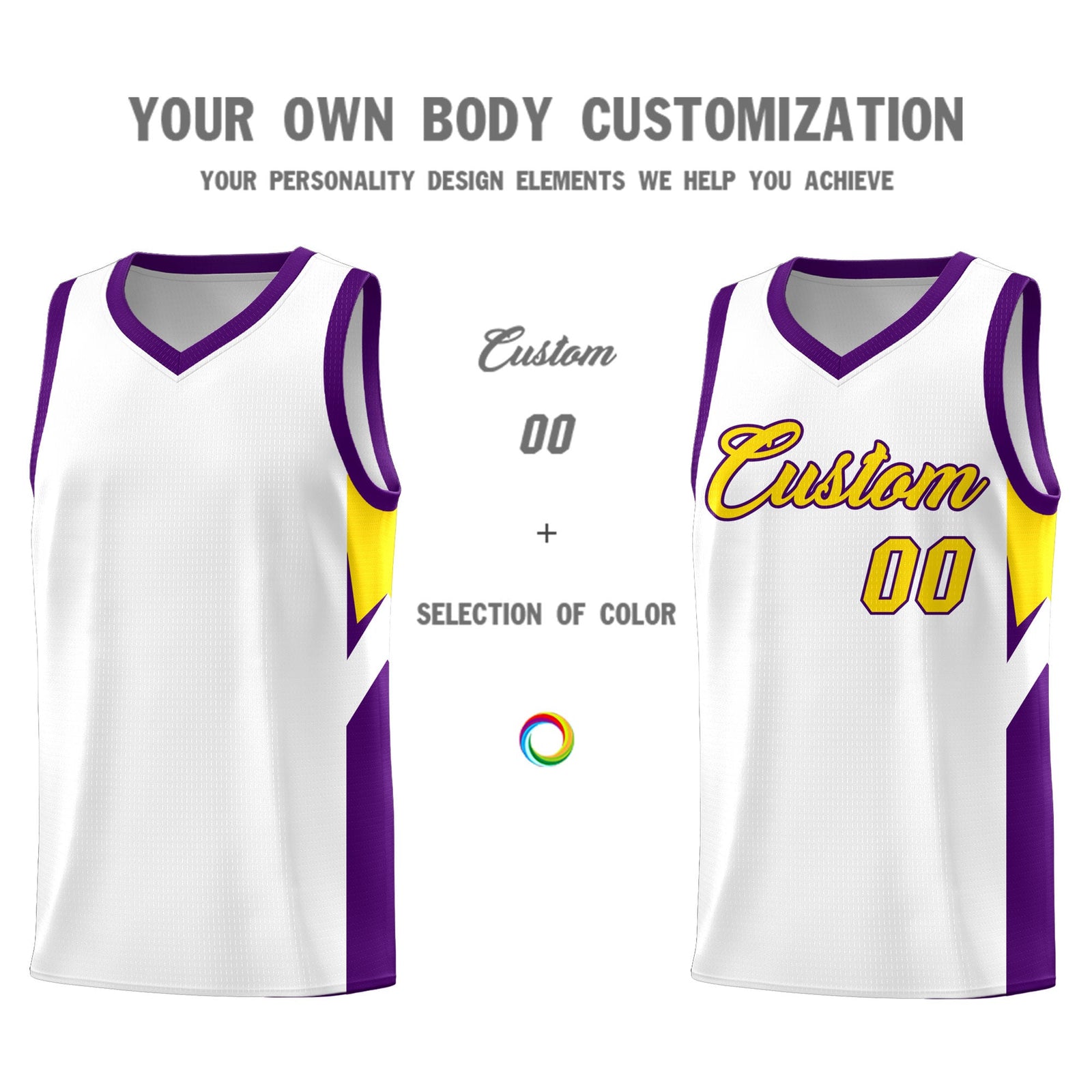 Custom White Purple Side Design Sets Sports Uniform Basketball Jersey