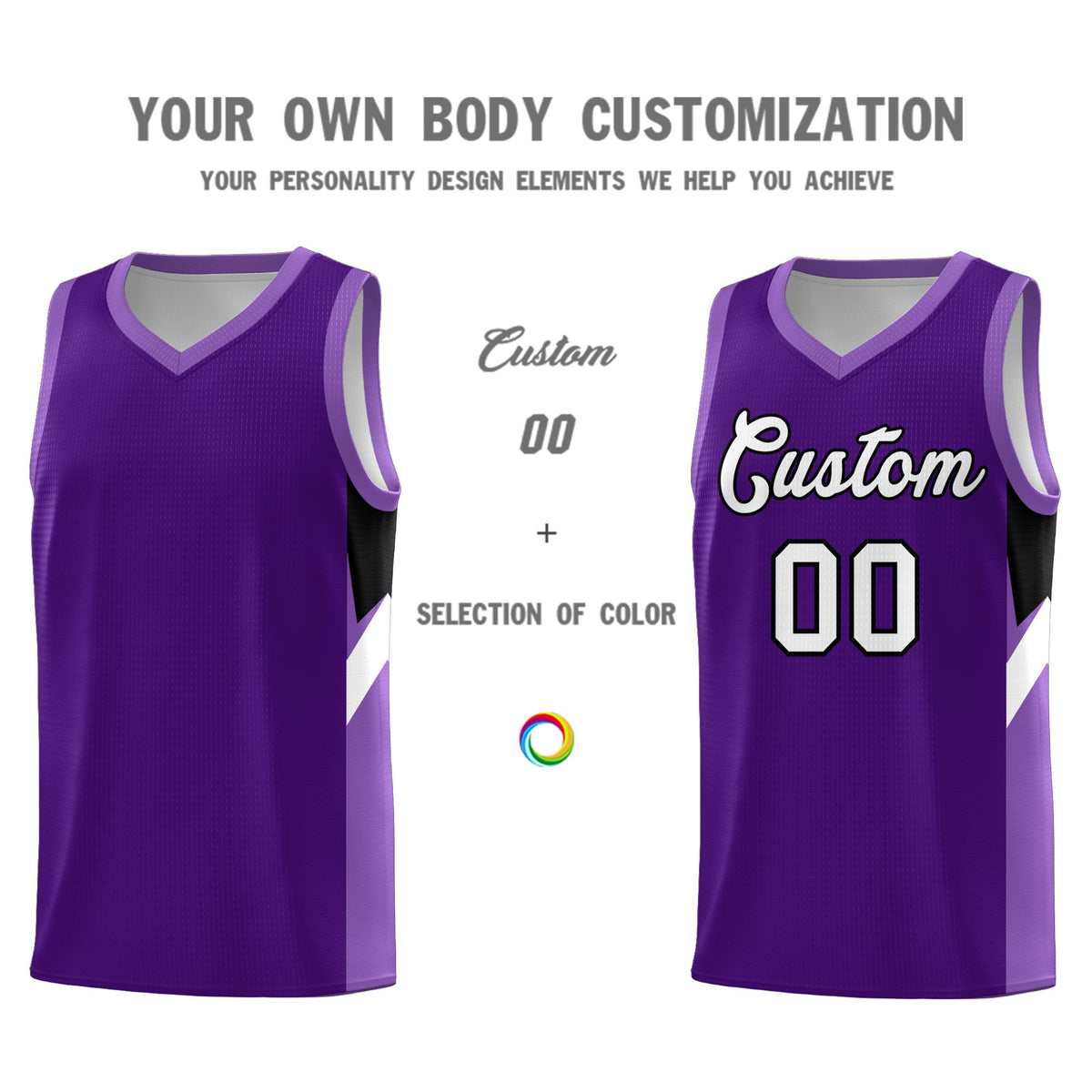 Custom Purple Light Purple Side Design Sets Sports Uniform Basketball Jersey