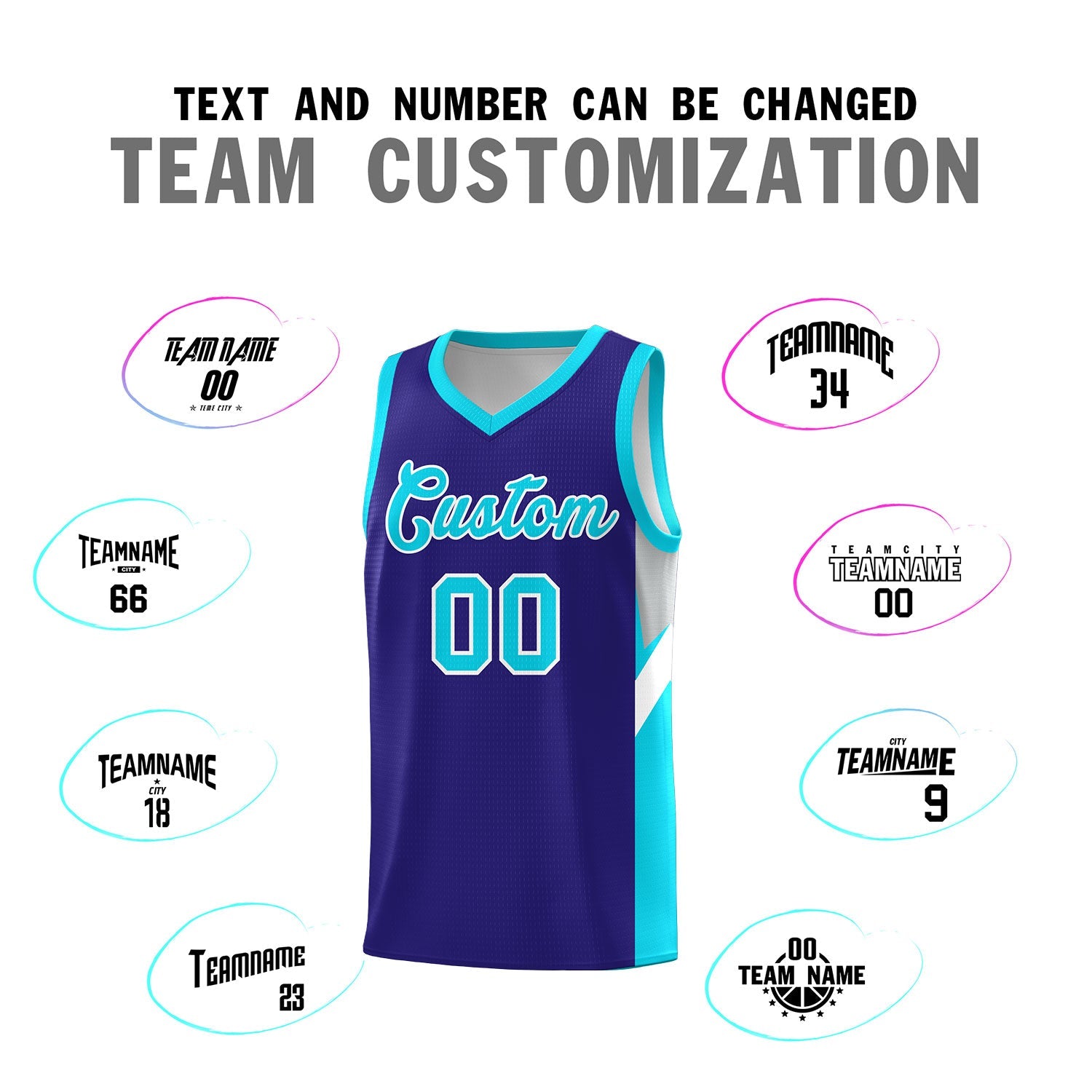 Custom Royal Sky Blue Side Design Sets Sports Uniform Basketball Jersey