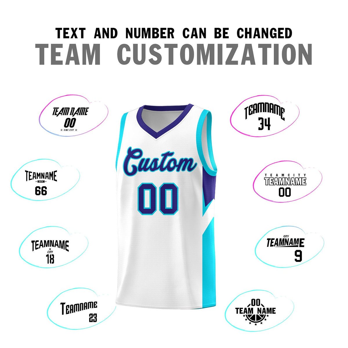 Custom White Royal Side Design Sets Sports Uniform Basketball Jersey