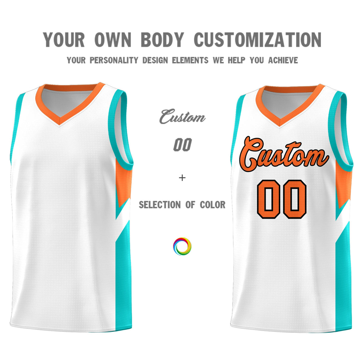 Custom White Orange Side Design Sets Sports Uniform Basketball Jersey