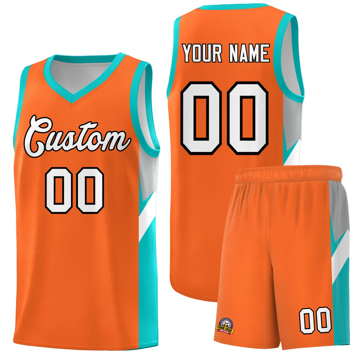 Custom Orange Aqua Side Design Sets Sports Uniform Basketball Jersey