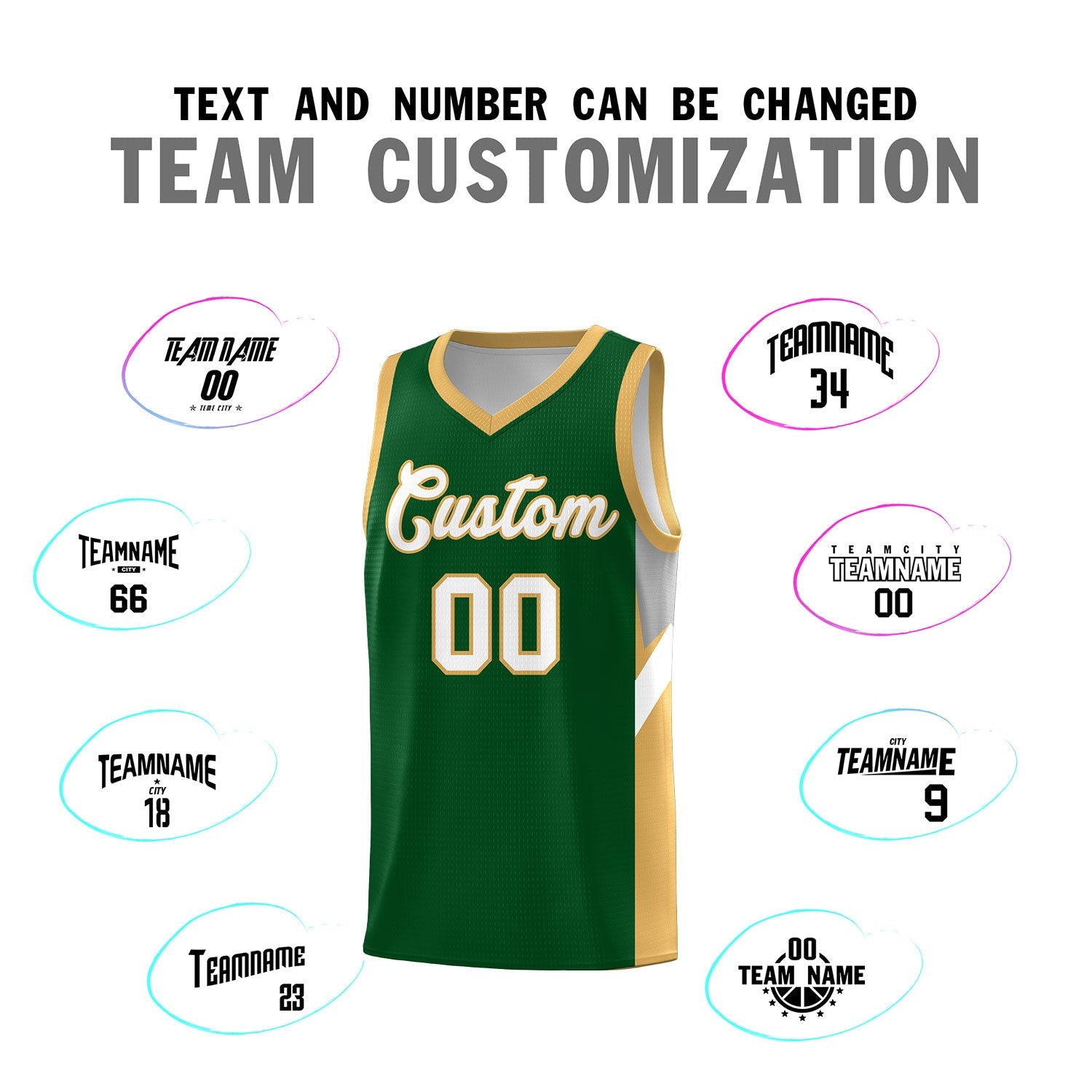 Custom Green Buckskin Brown Side Design Sets Sports Uniform Basketball Jersey