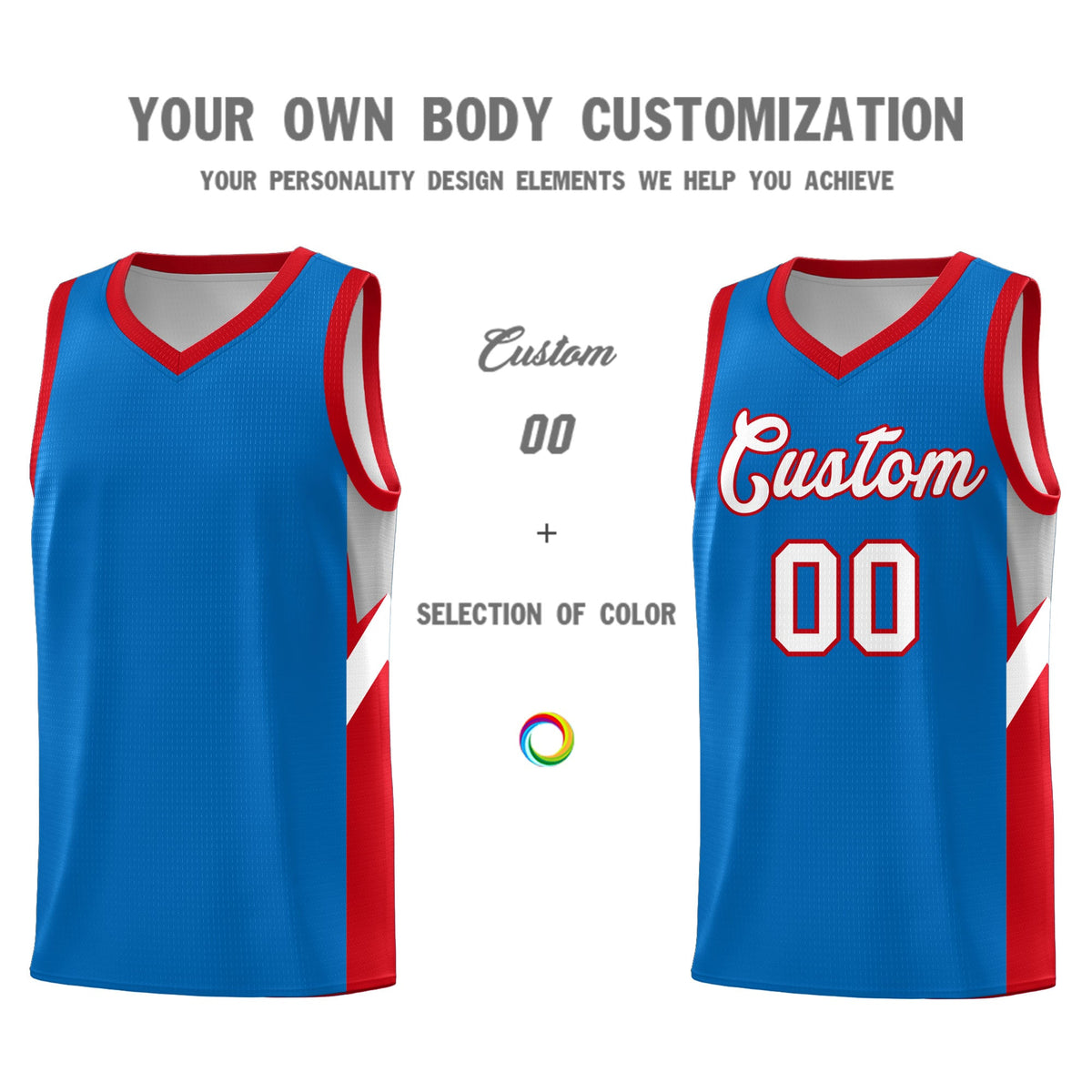 Custom Royal Red Side Design Sets Sports Uniform Basketball Jersey