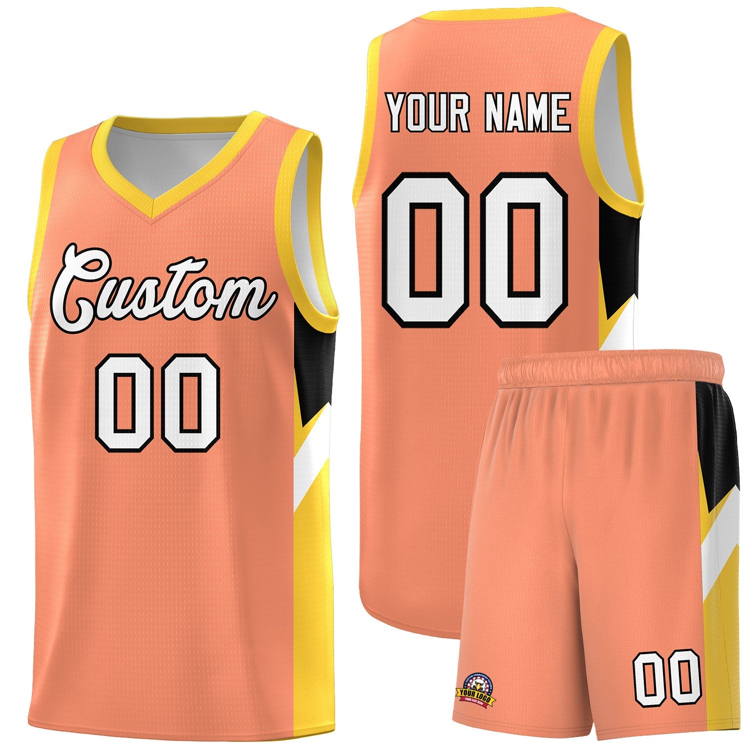 Custom Orange Gold Side Design Sets Sports Uniform Basketball Jersey