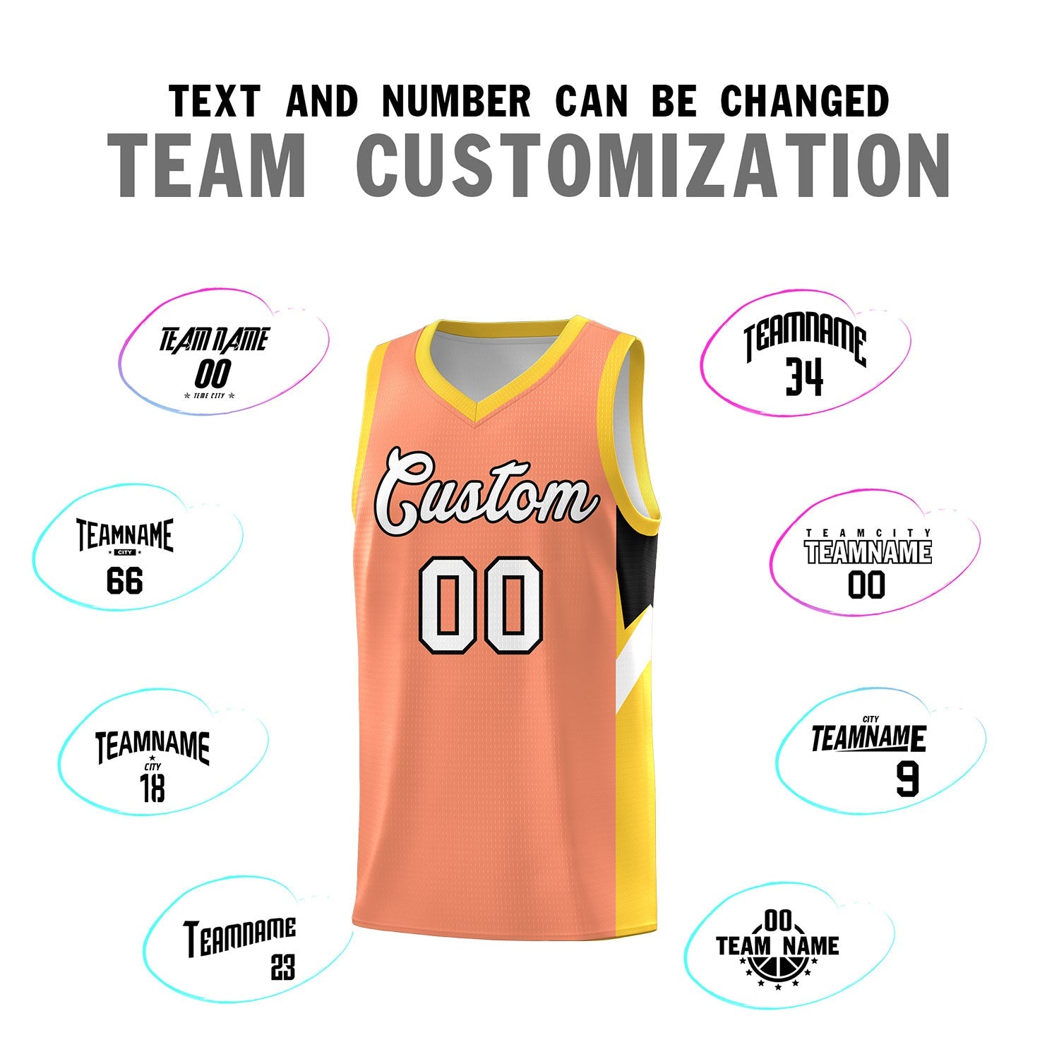 Custom Orange Gold Side Design Sets Sports Uniform Basketball Jersey