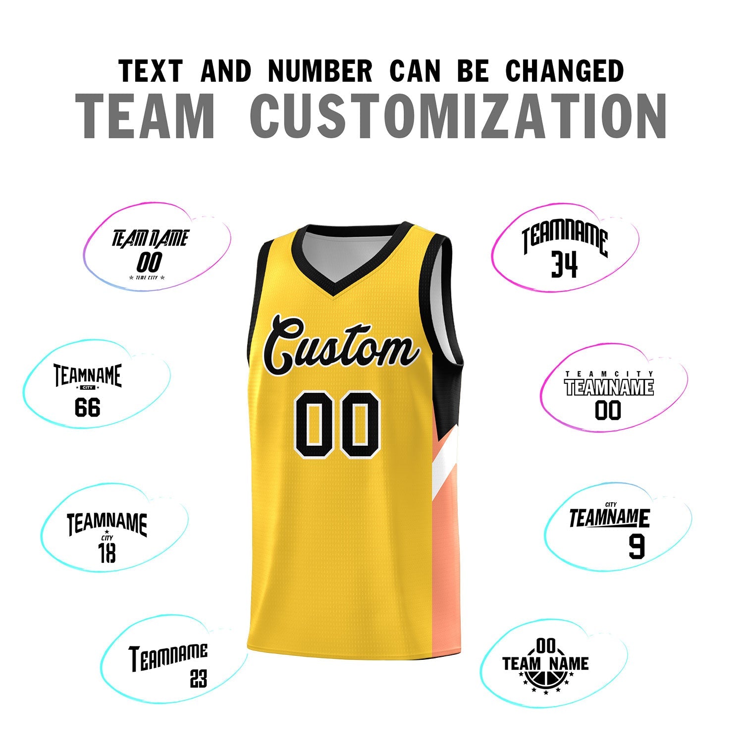 Custom Gold Black Side Design Sets Sports Uniform Basketball Jersey