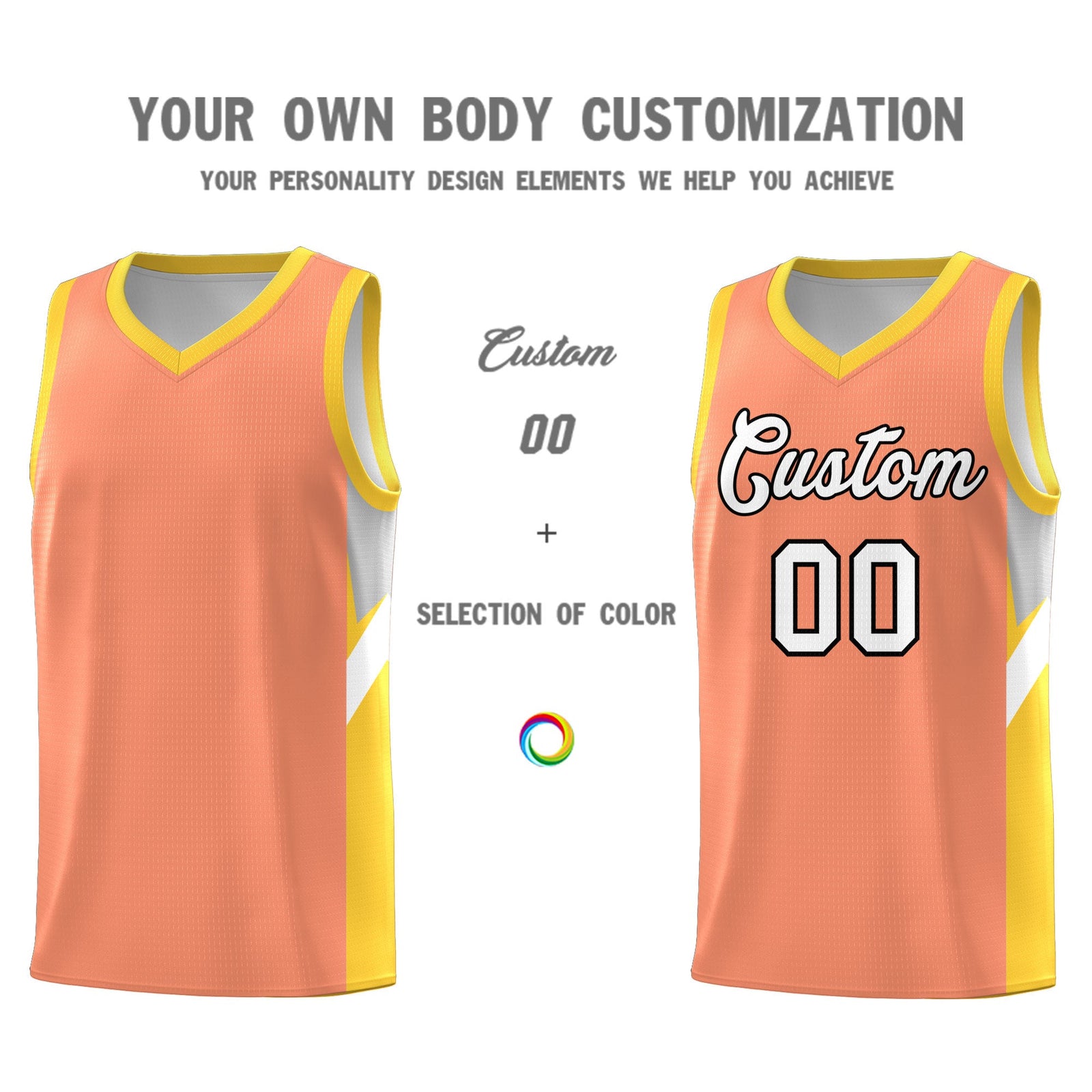 Custom Orange Gold Side Design Sets Sports Uniform Basketball Jersey
