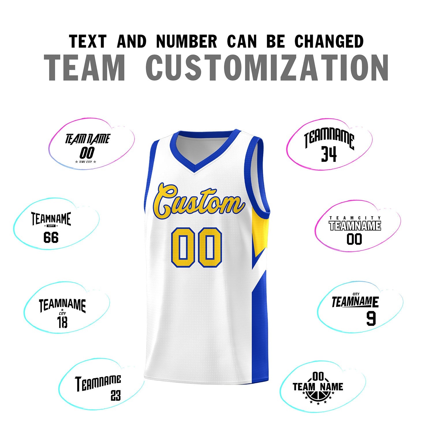 Custom White Royal Side Design Sets Sports Uniform Basketball Jersey