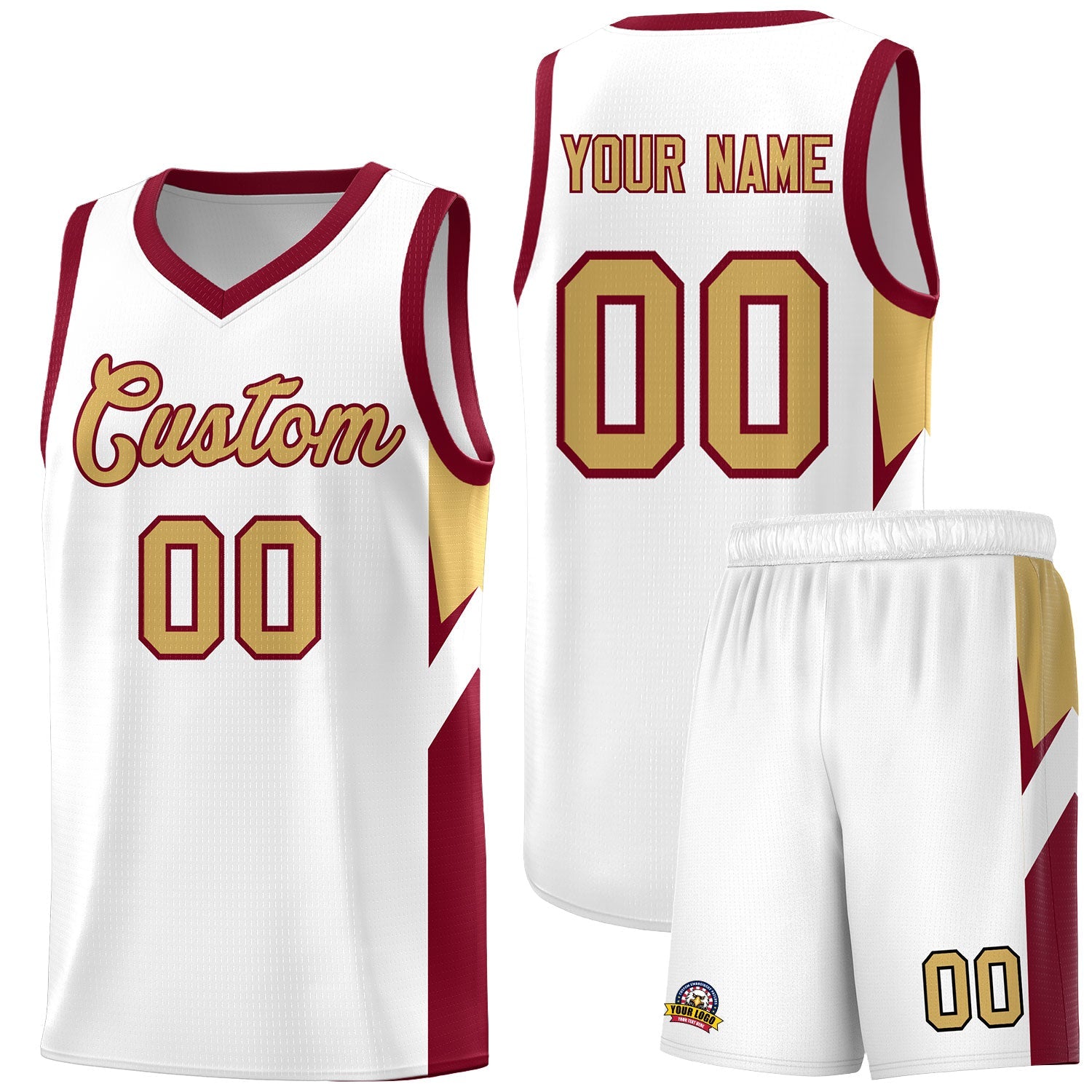 Custom White Crimson Side Design Sets Sports Uniform Basketball Jersey