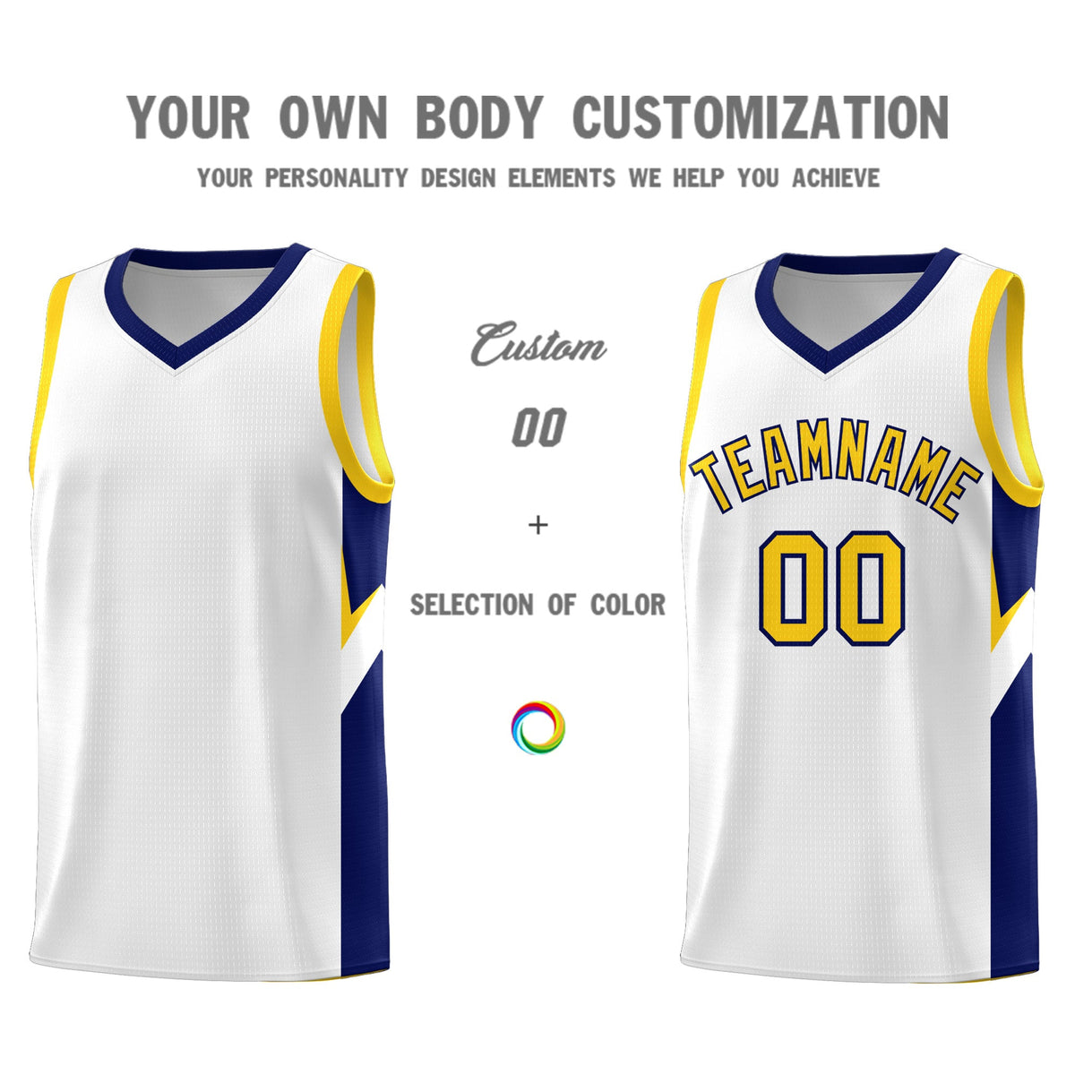 Custom White Navy Side Design Sets Sports Uniform Basketball Jersey
