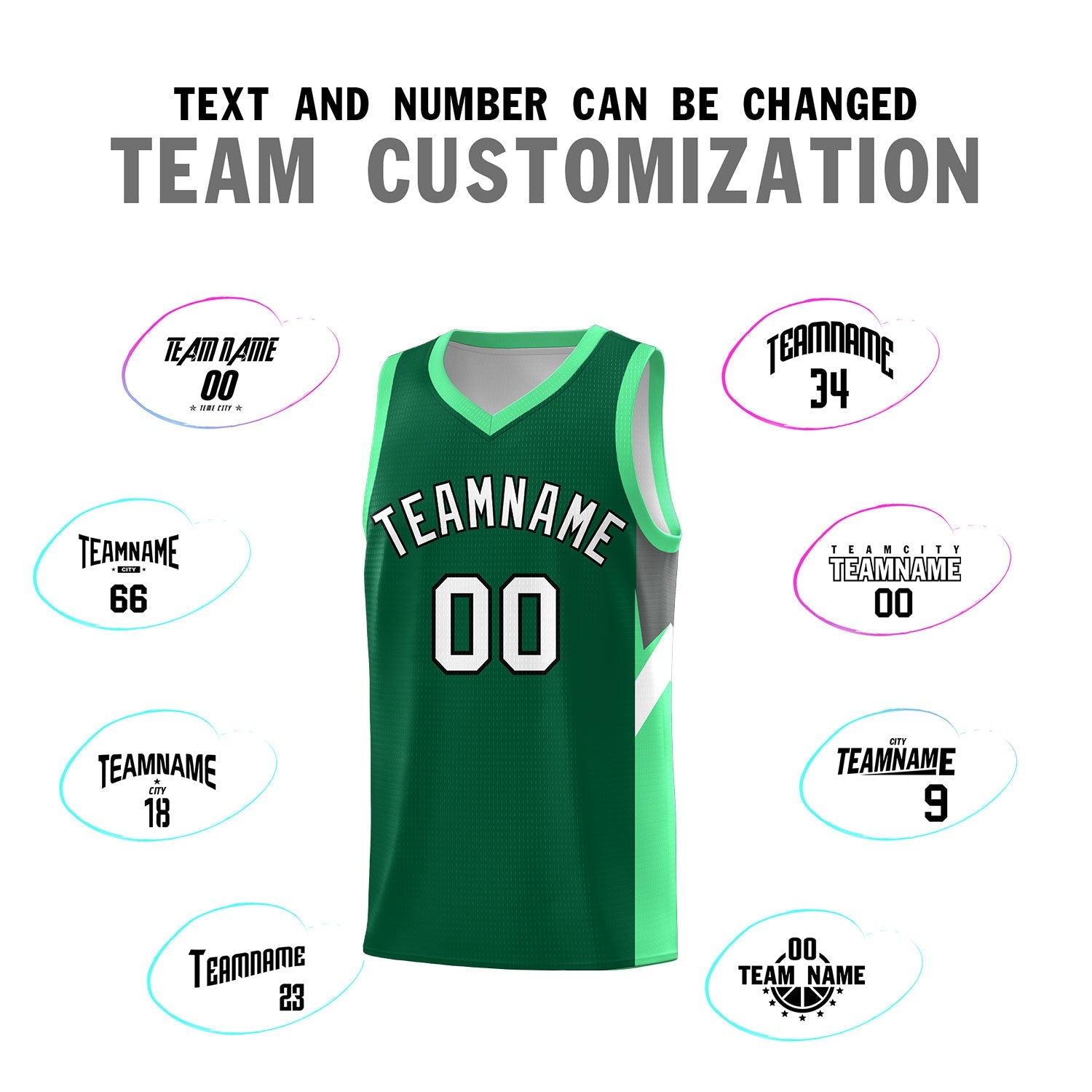 Custom Kelly Green Bright Green Side Design Sets Sports Uniform Basketball Jersey