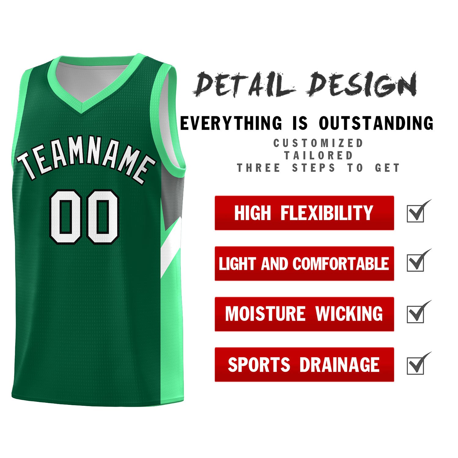 Custom Kelly Green Bright Green Side Design Sets Sports Uniform Basketball Jersey