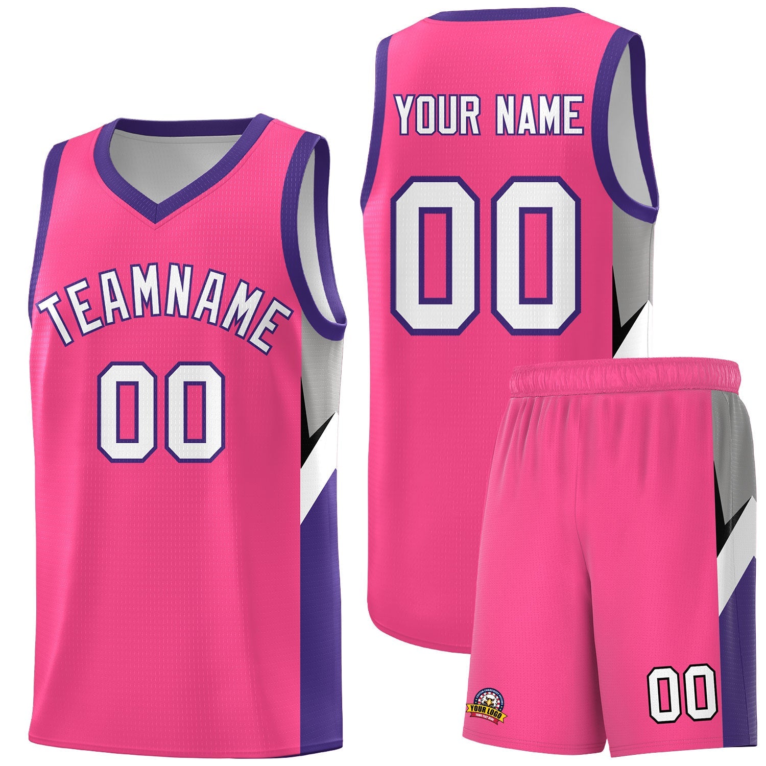 Custom Pink Purple Side Design Sets Sports Uniform Basketball Jersey