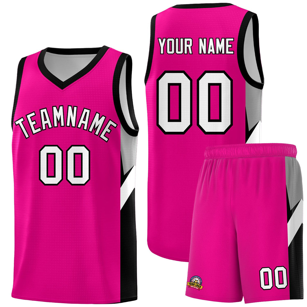 Custom Pink Black Side Design Sets Sports Uniform Basketball Jersey
