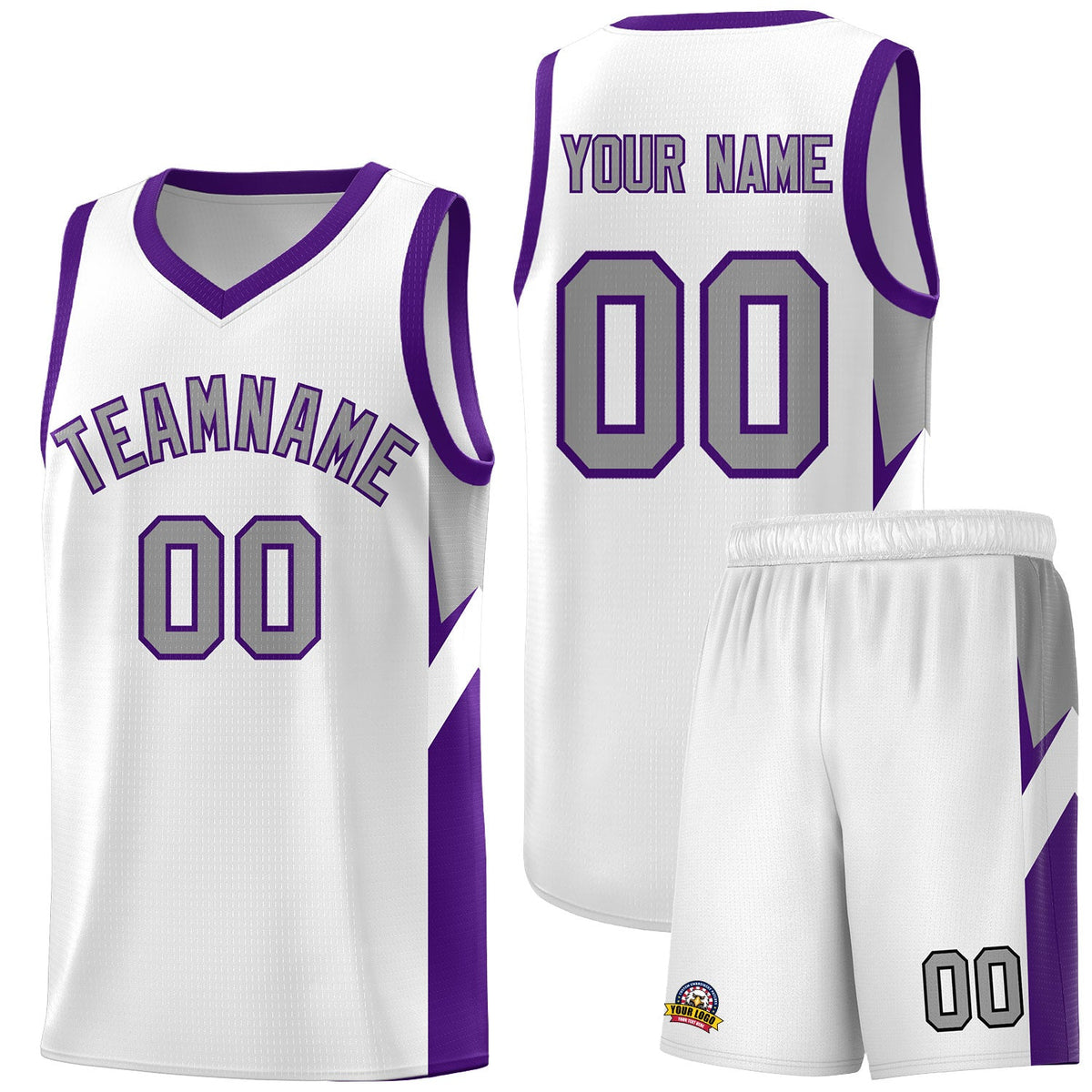 Custom White Purple Side Design Sets Sports Uniform Basketball Jersey