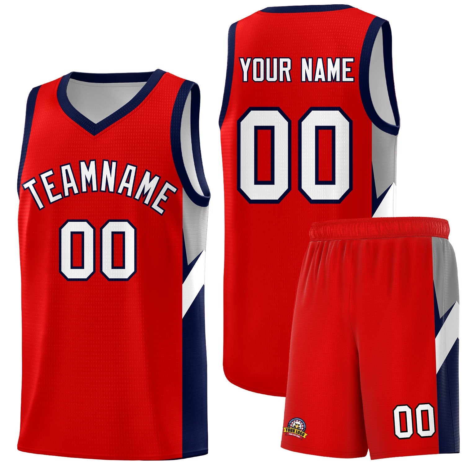 Custom Red Navy Side Design Sets Sports Uniform Basketball Jersey