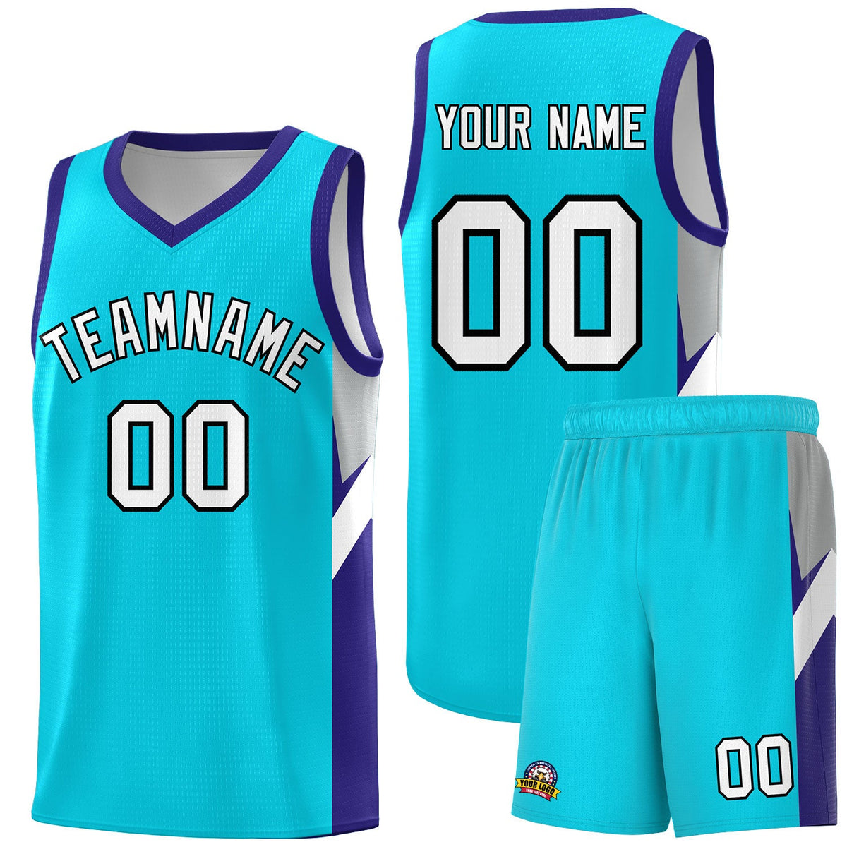 Custom Sky Blue Royal Side Design Sets Sports Uniform Basketball Jersey