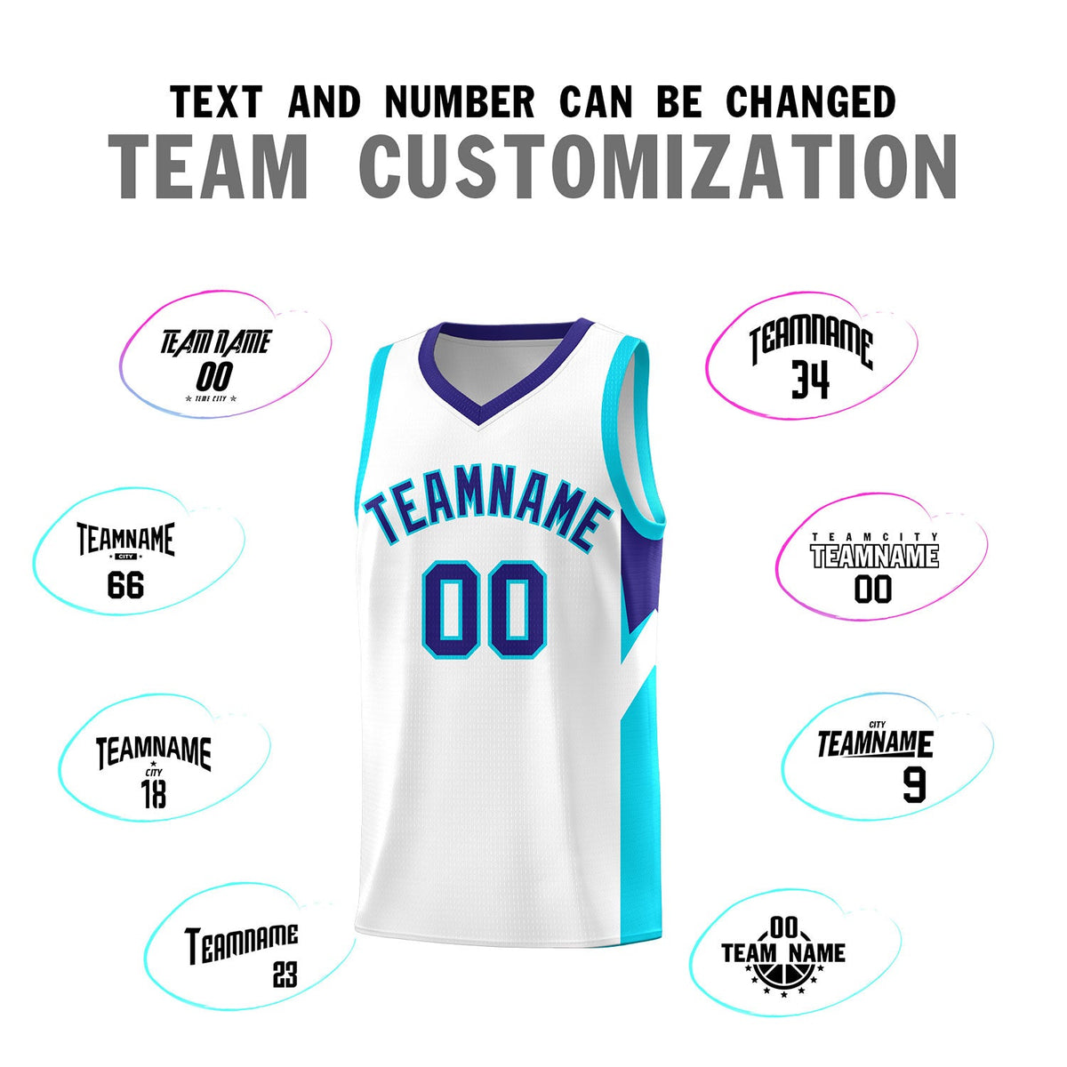 Custom White Royal Side Design Sets Sports Uniform Basketball Jersey