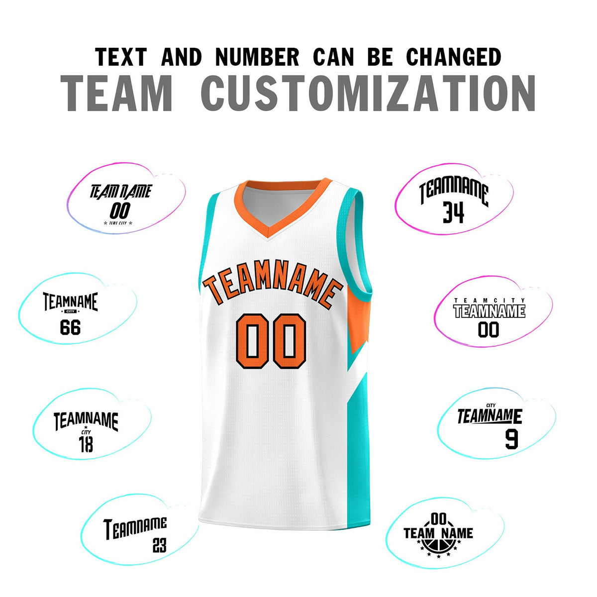 Custom White Orange Side Design Sets Sports Uniform Basketball Jersey