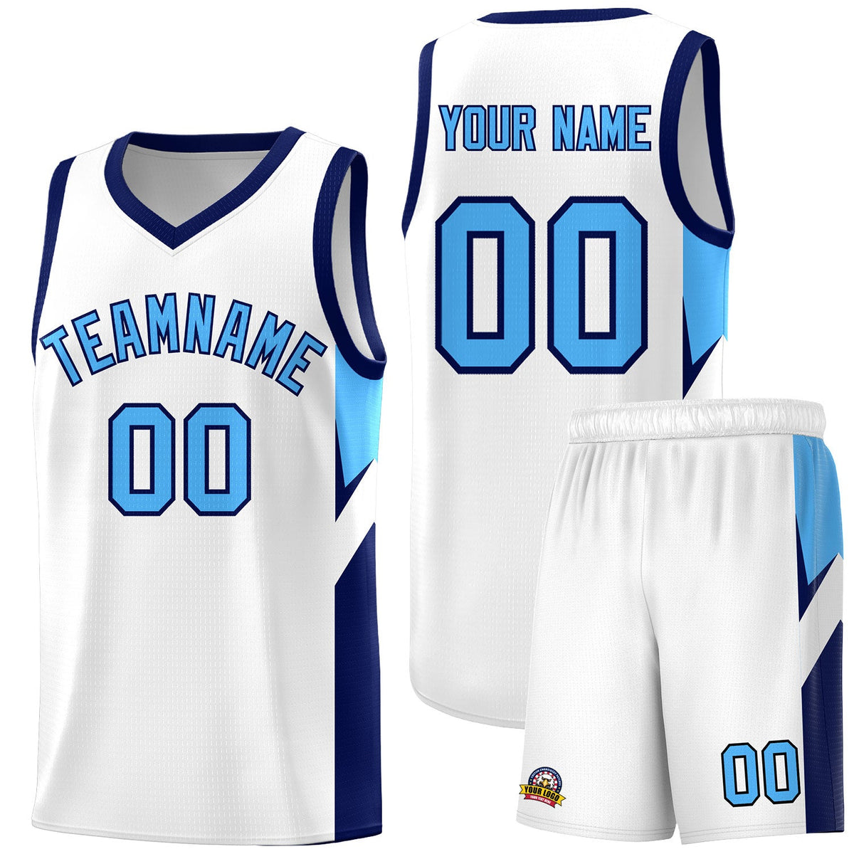Custom White Navy Side Design Sets Sports Uniform Basketball Jersey