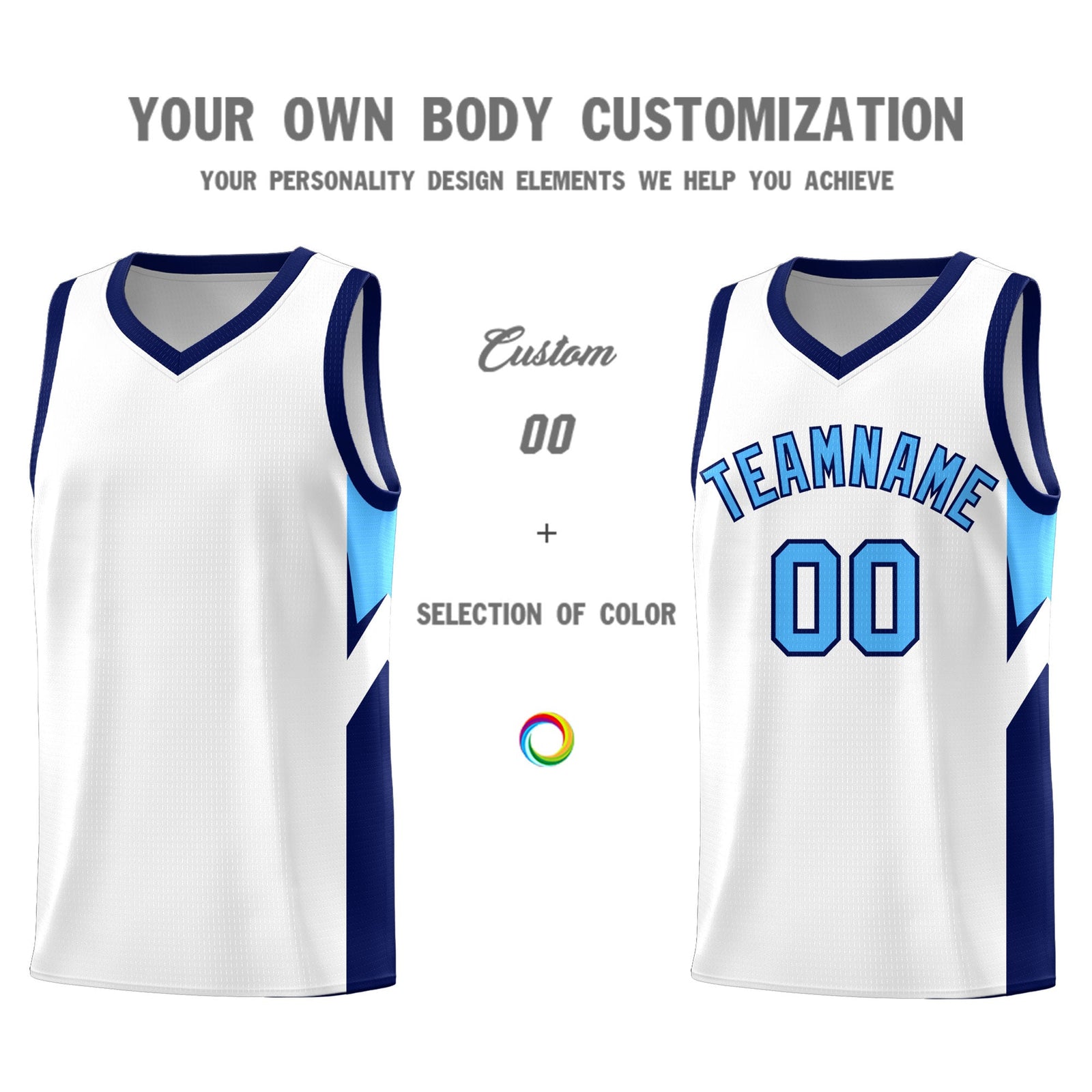 Custom White Navy Side Design Sets Sports Uniform Basketball Jersey