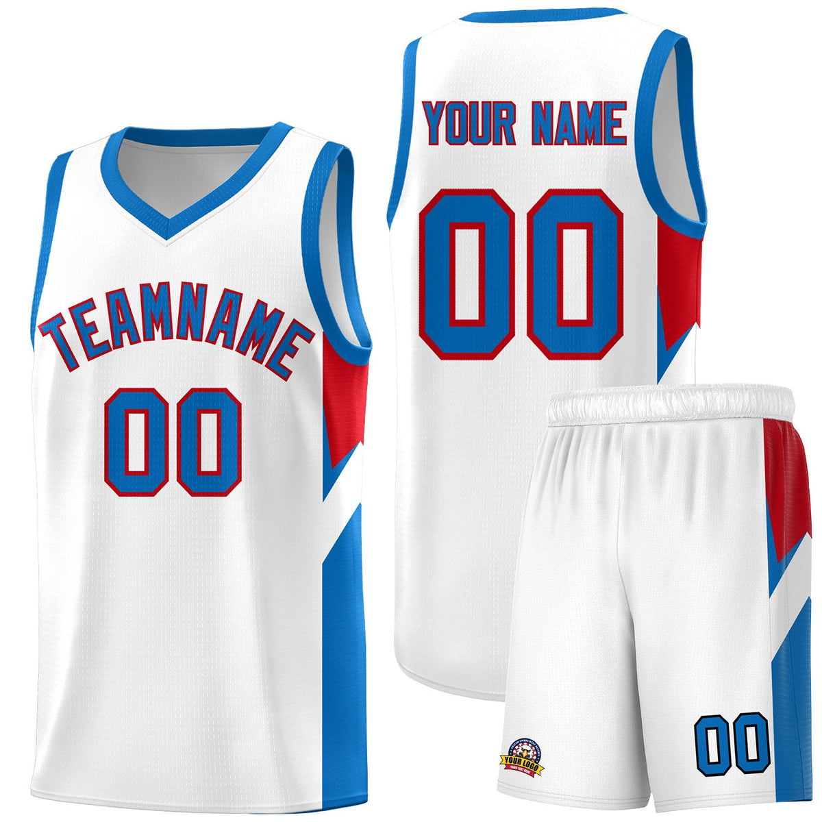 Custom White Royal Side Design Sets Sports Uniform Basketball Jersey