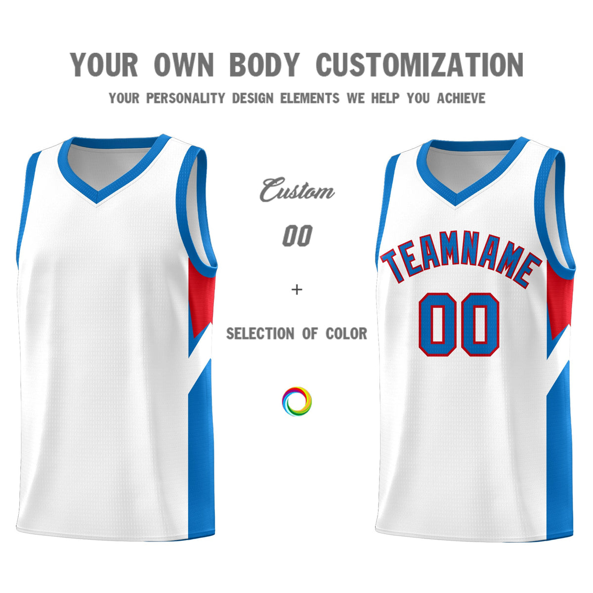 Custom White Royal Side Design Sets Sports Uniform Basketball Jersey