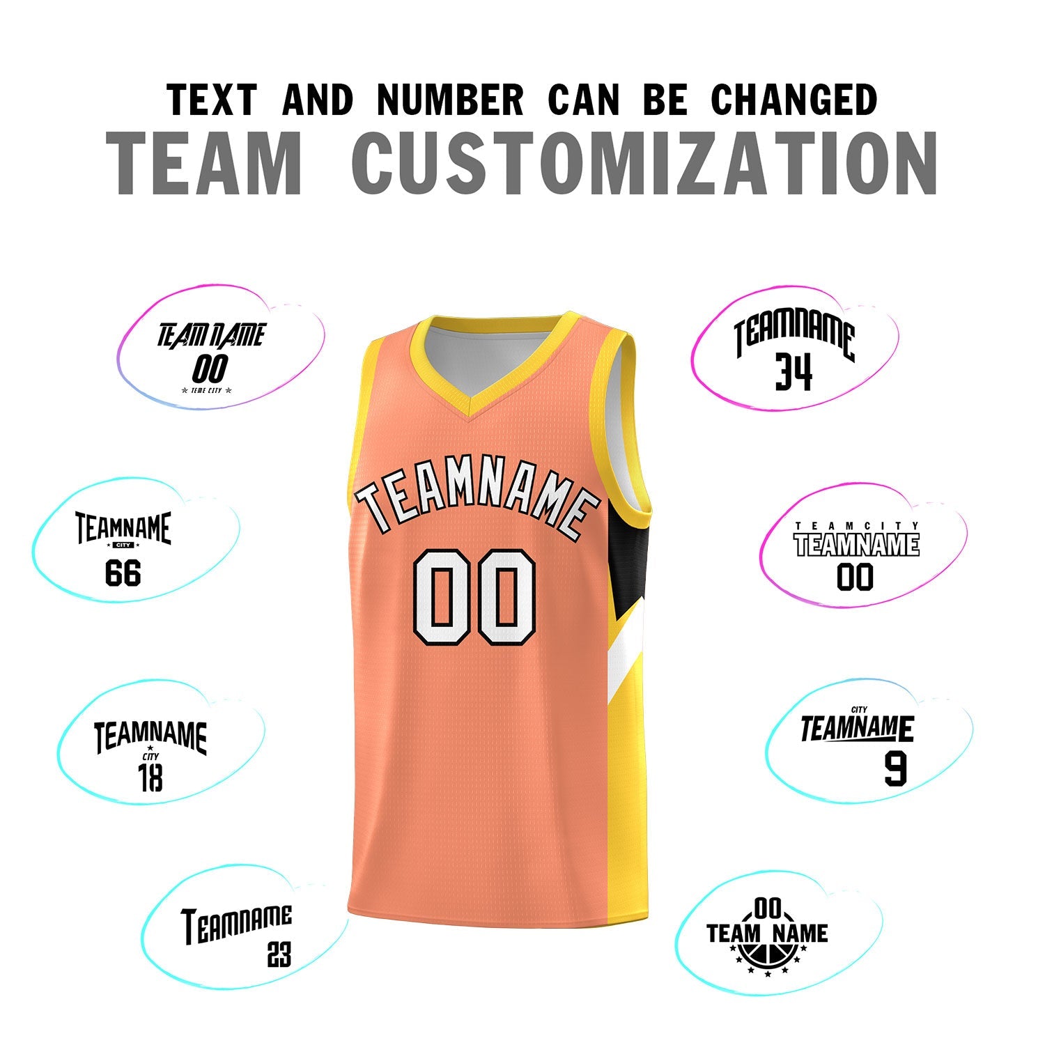 Custom Orange Gold Side Design Sets Sports Uniform Basketball Jersey