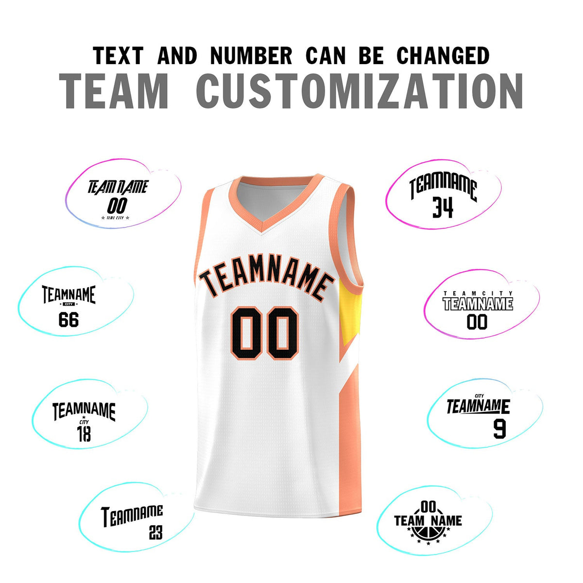 Custom White Orange Side Design Sets Sports Uniform Basketball Jersey