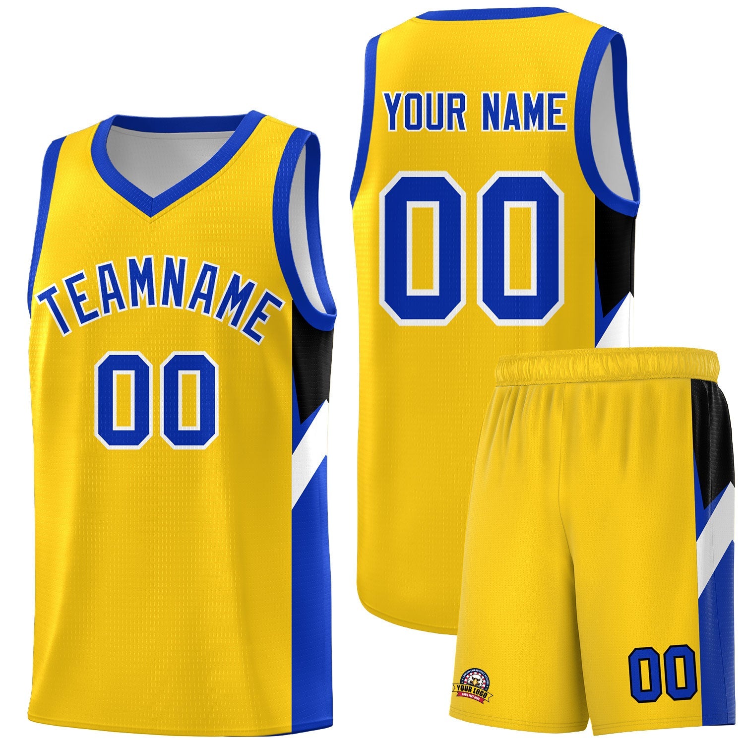 Custom Gold Royal Side Design Sets Sports Uniform Basketball Jersey