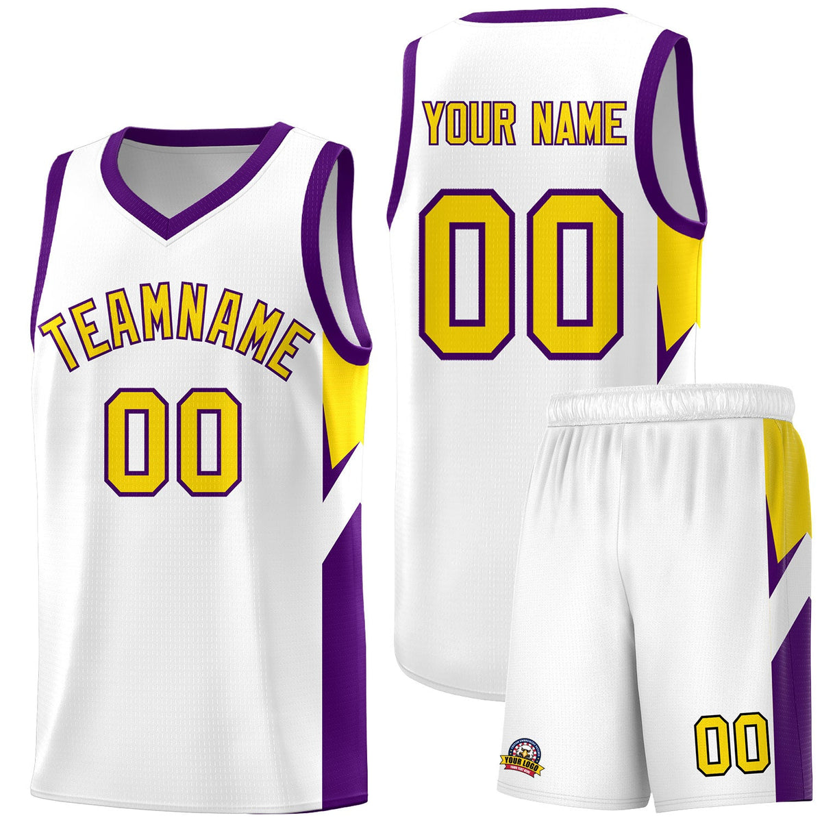 Custom White Purple Side Design Sets Sports Uniform Basketball Jersey
