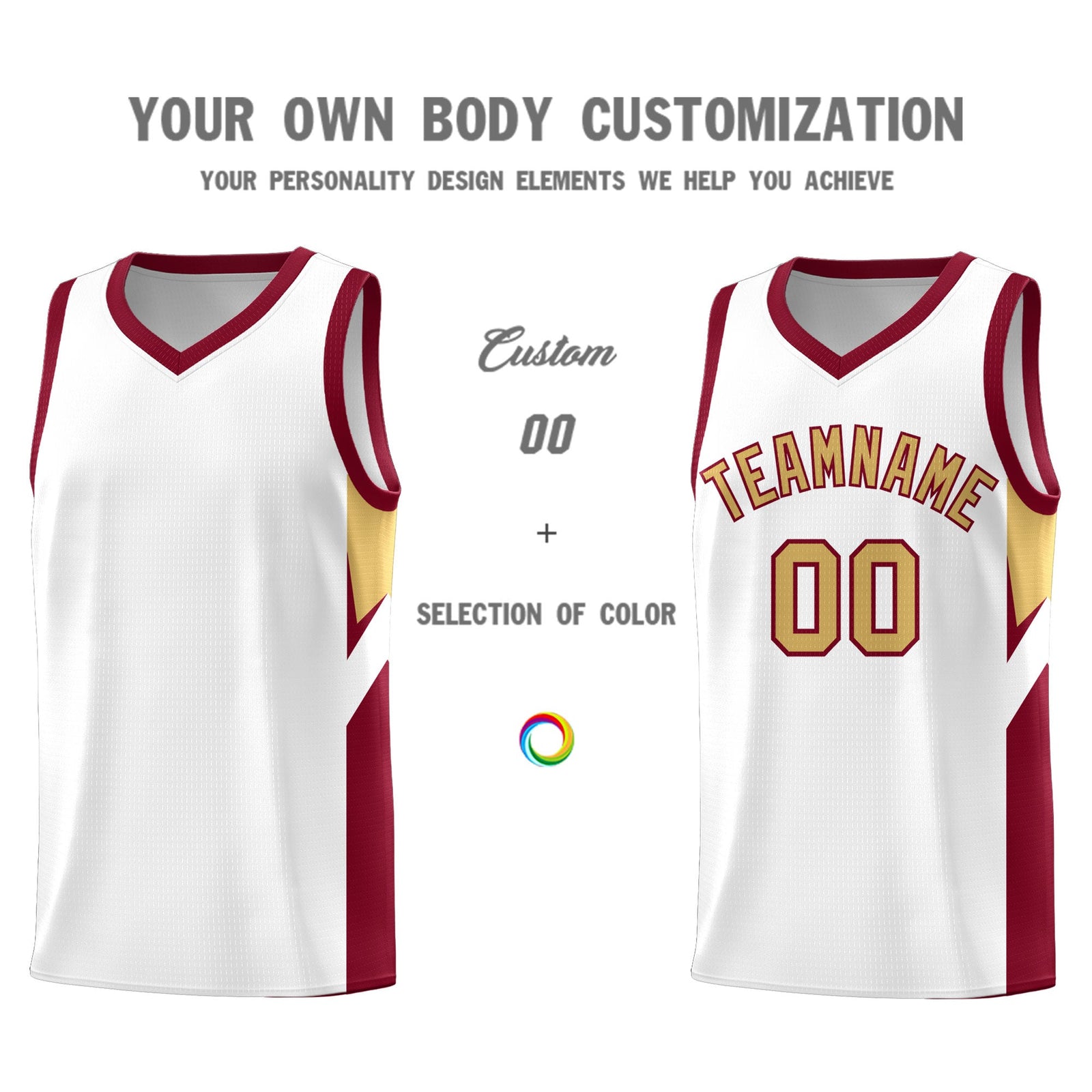 Custom White Crimson Side Design Sets Sports Uniform Basketball Jersey