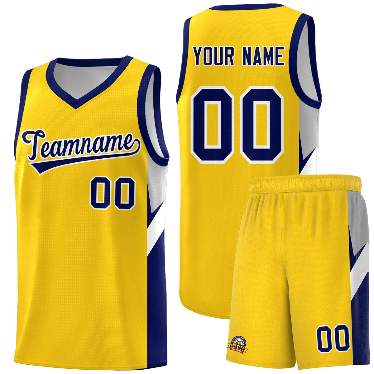 Custom Gold Navy Side Design Sets Sports Uniform Basketball Jersey