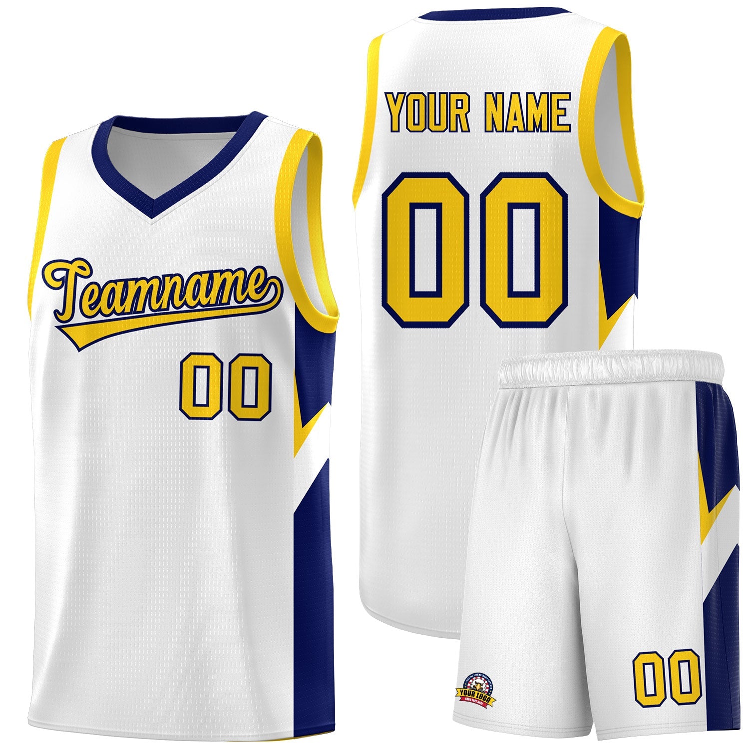 Custom White Navy Side Design Sets Sports Uniform Basketball Jersey
