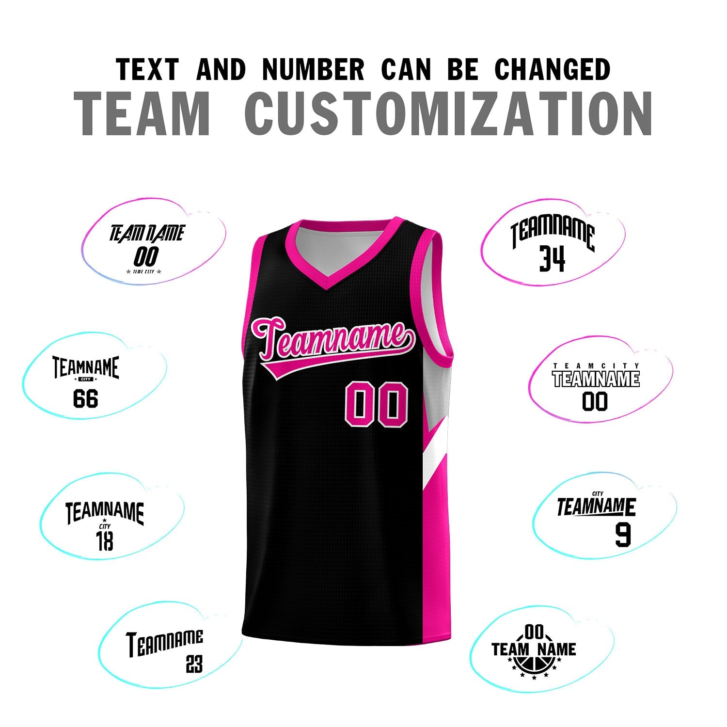 Custom Black Pink Side Design Sets Sports Uniform Basketball Jersey