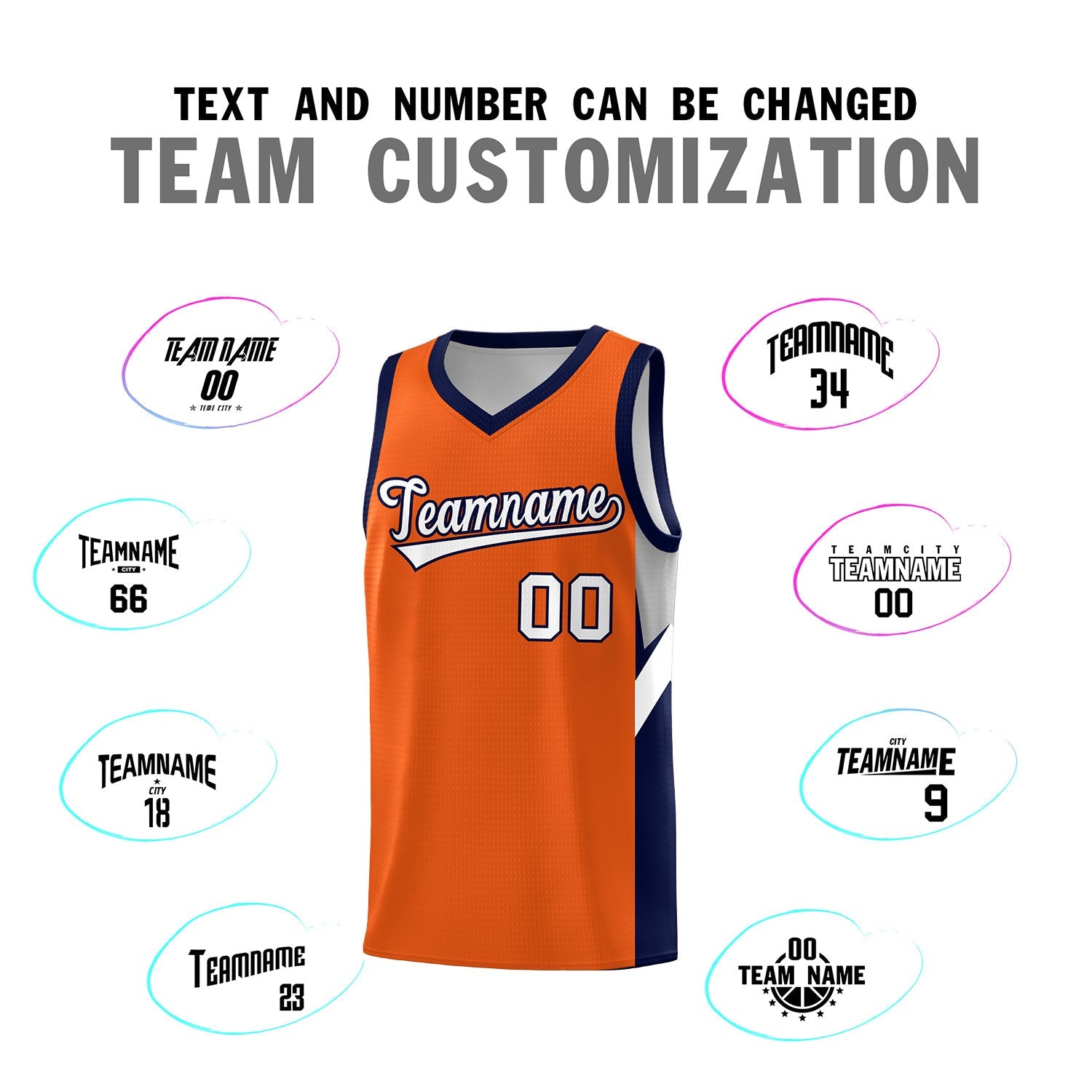 Custom Orange Navy Side Design Sets Sports Uniform Basketball Jersey