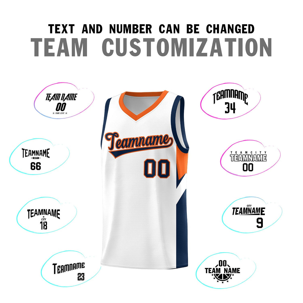 Custom White Orange Side Design Sets Sports Uniform Basketball Jersey