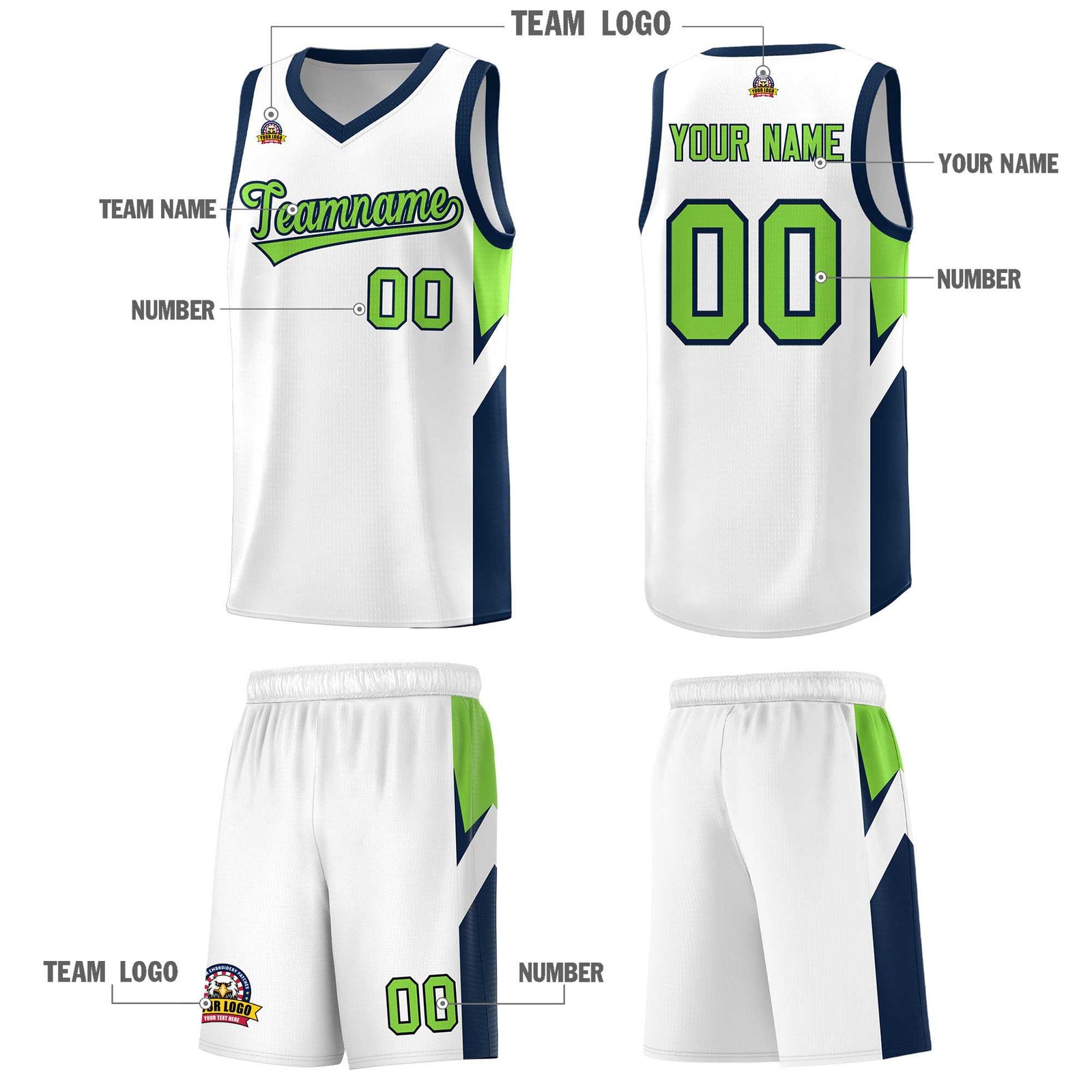 Custom White Navy Side Design Sets Sports Uniform Basketball Jersey